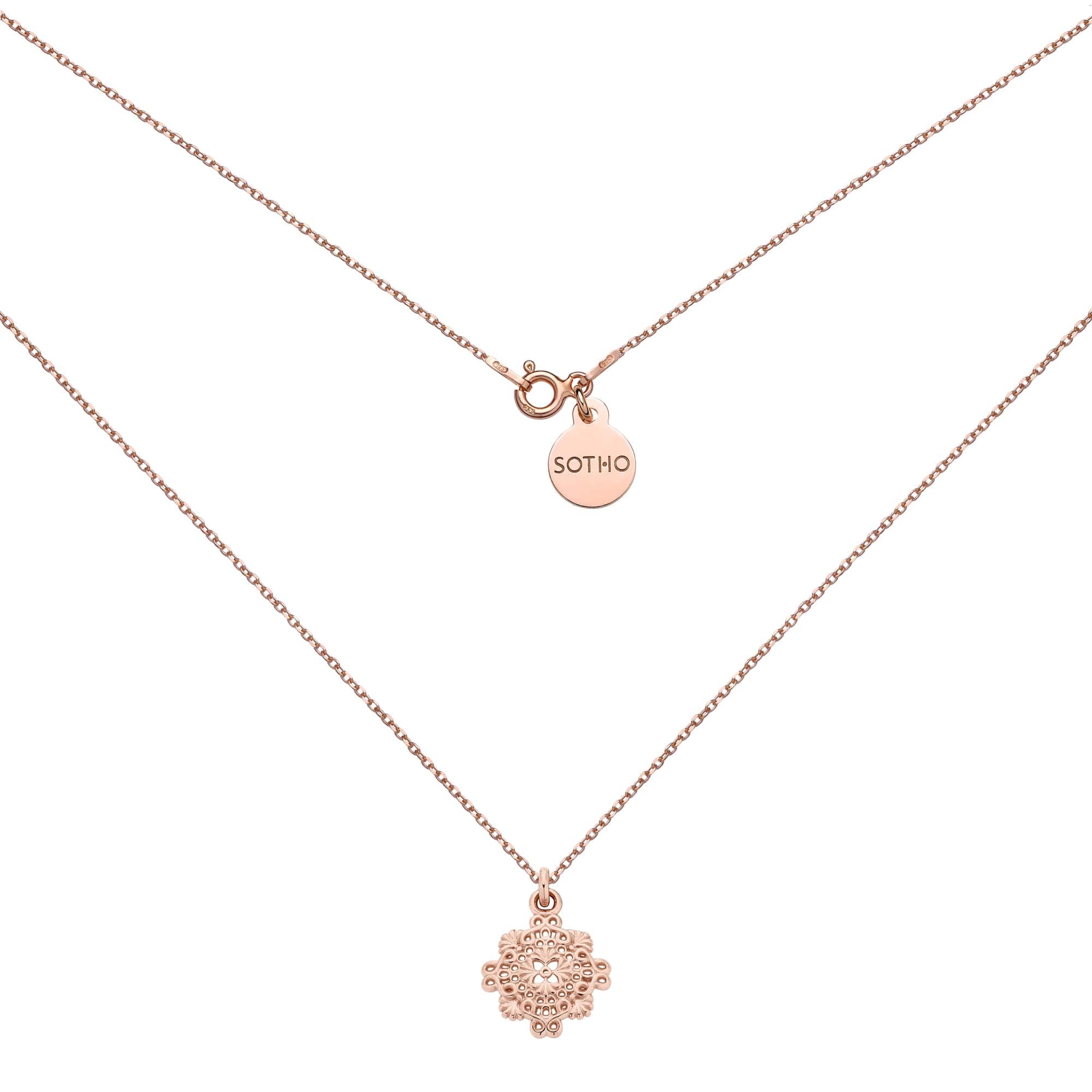 Naszyjnik z różowego złota z rozetką : Długość - 50 cm
