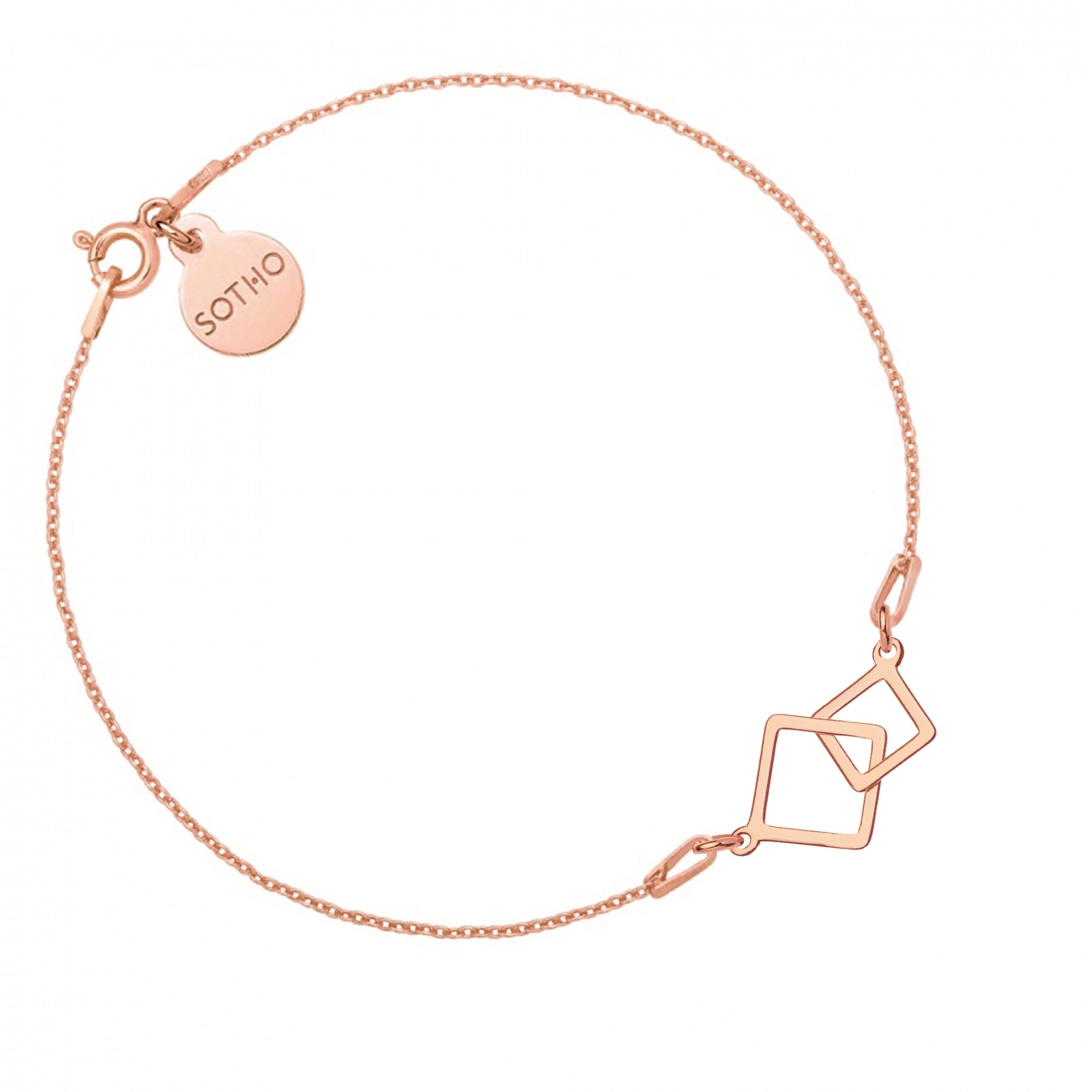 Bransoletka z dwoma kwadratami z różowego złota