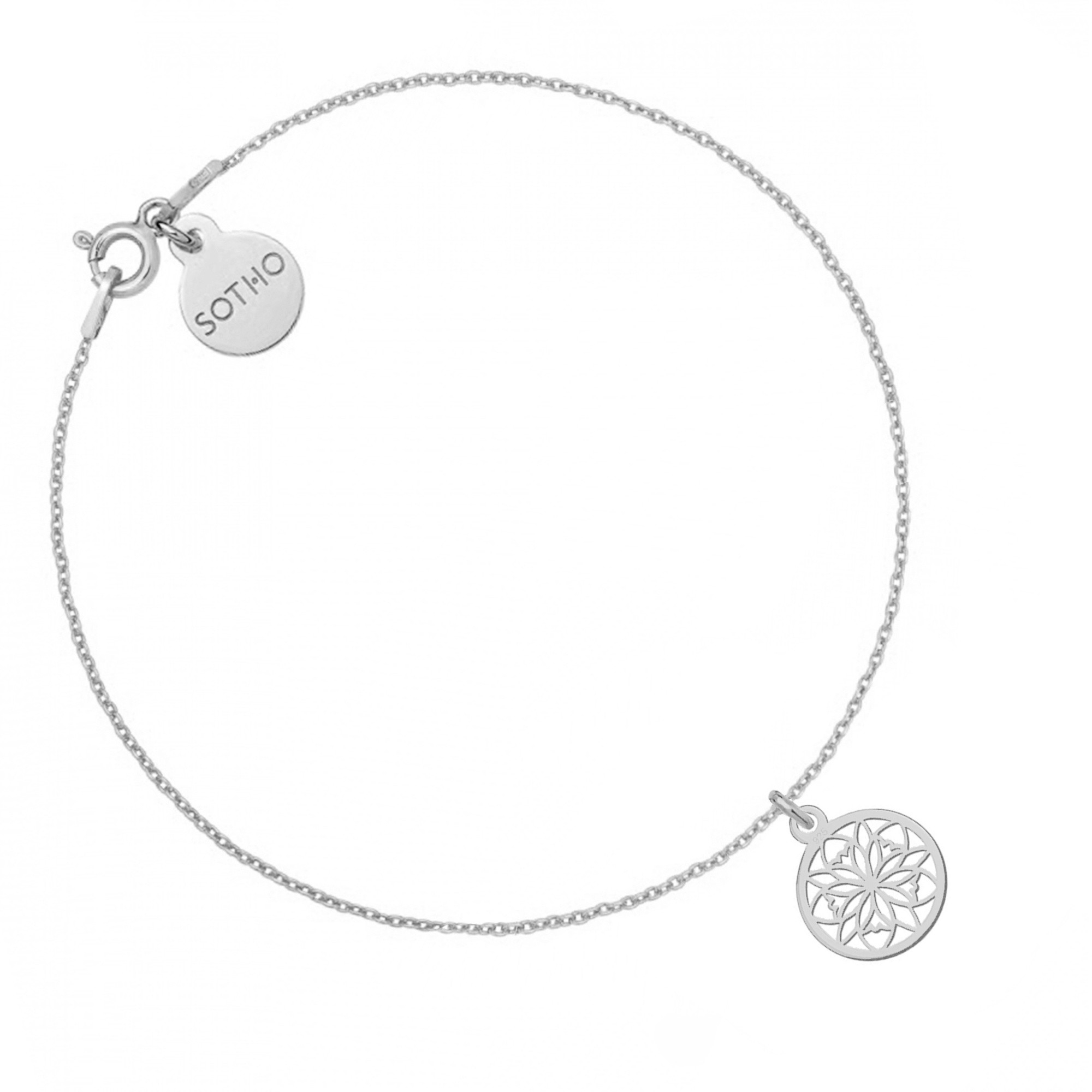 Srebrna bransoletka z ażurową rozetką