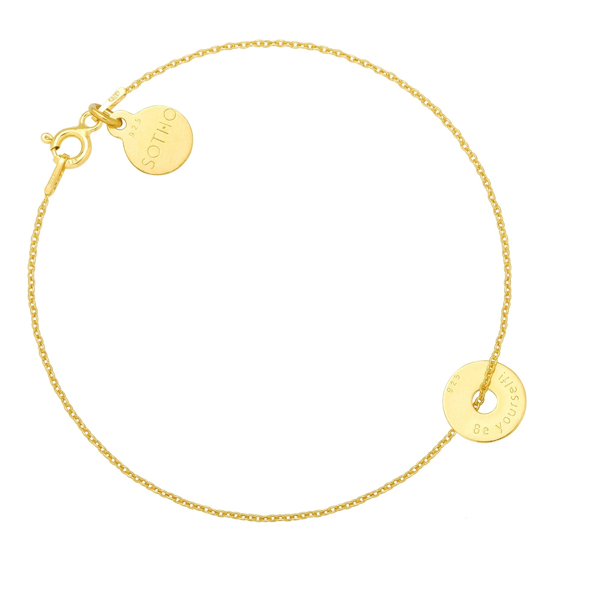 Złota bransoletka z malutką karmą Be yourself!