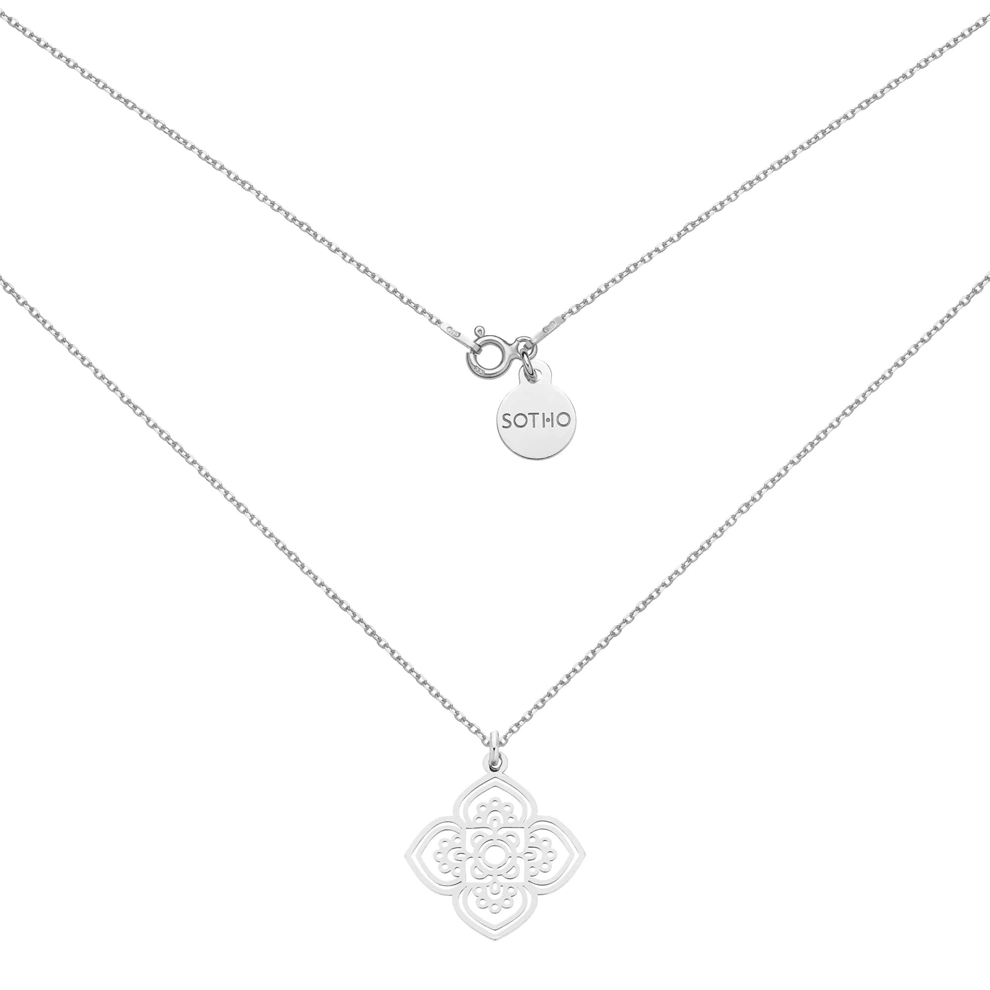 Srebrny naszyjnik z dużą rozetą : Długość - 50 cm