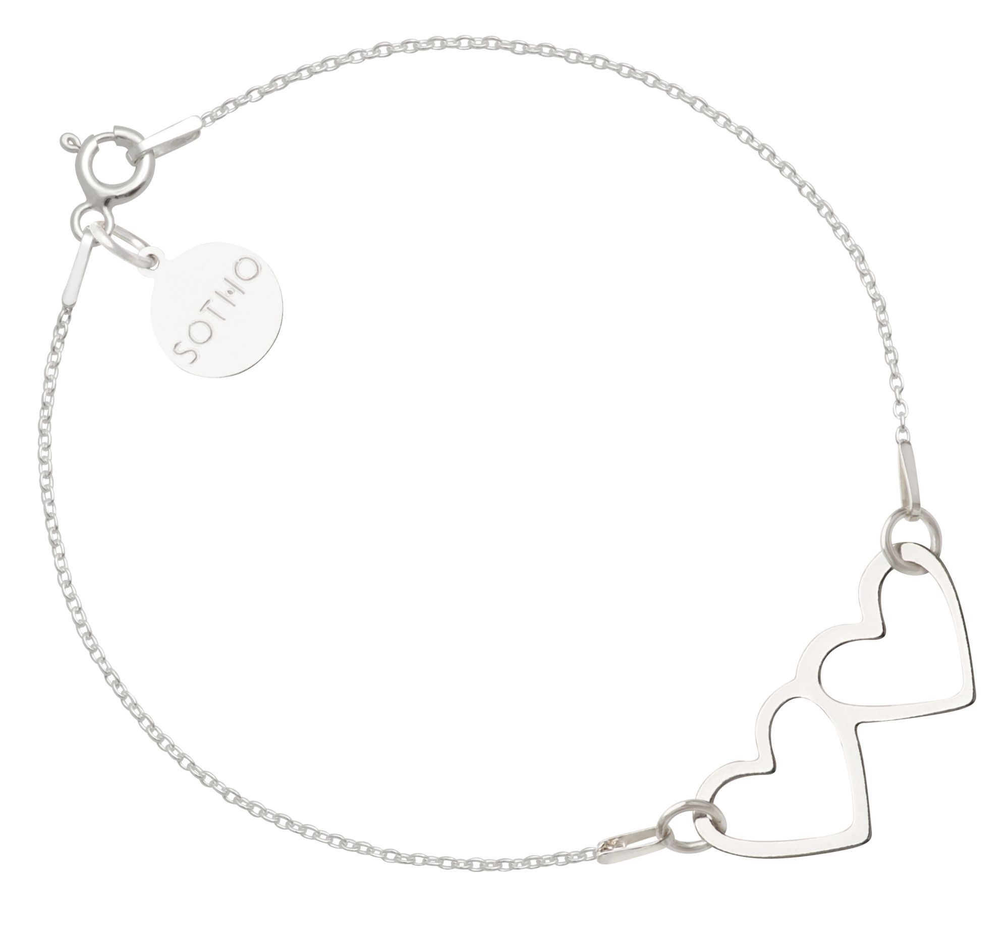 Srebrna bransoletka z dwoma serduszkami