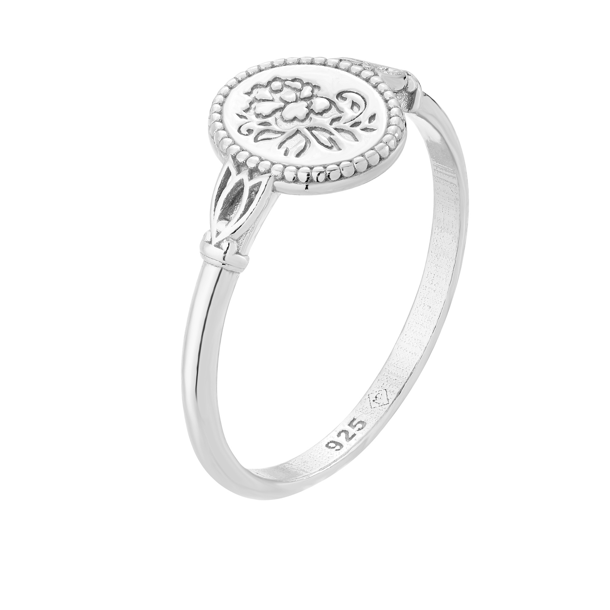 Srebrny pierścionek zdobiony różą : pierścionki - 14