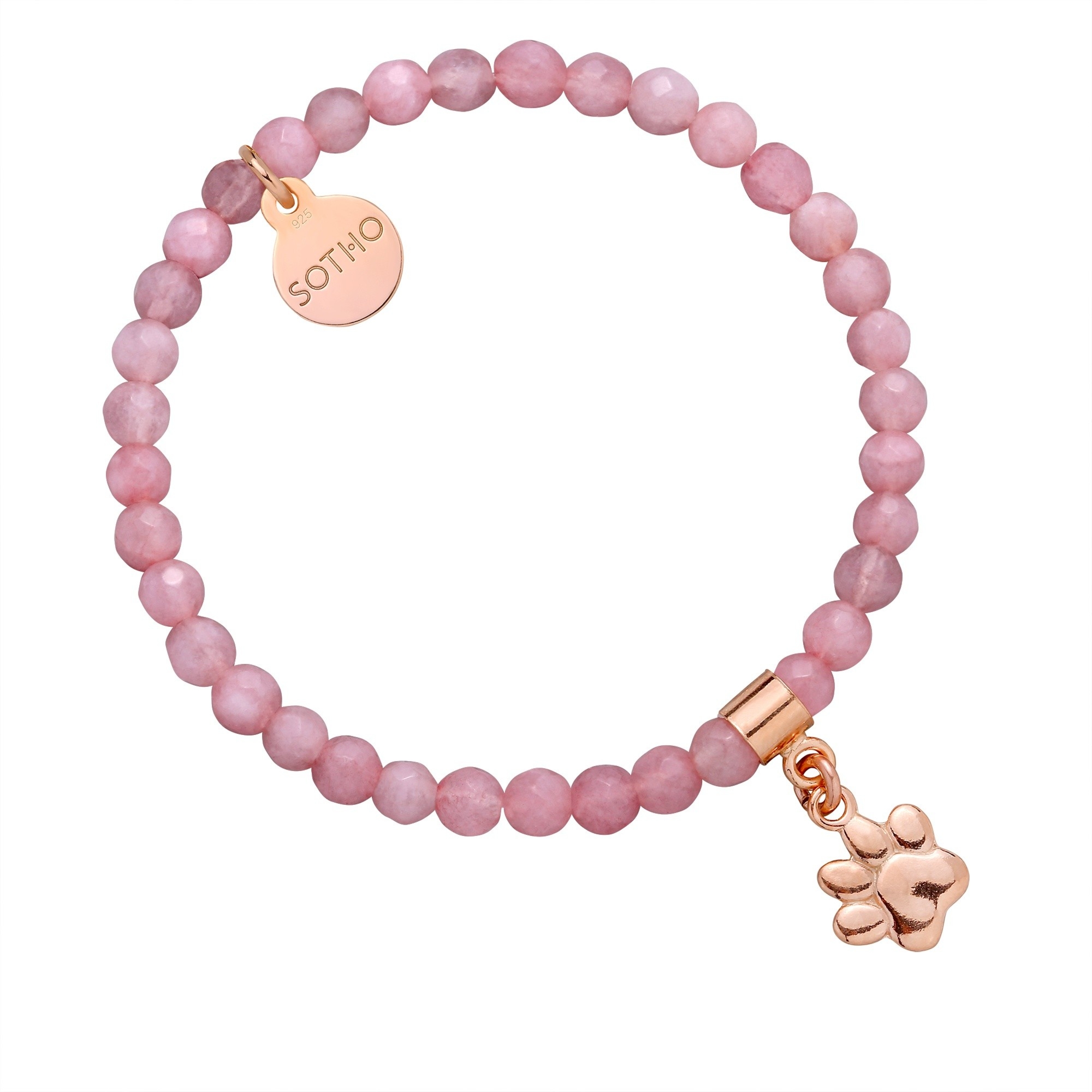 Jasnoróżowa bransoletka z fasetowanego jadeitu z łapką z różowego złota