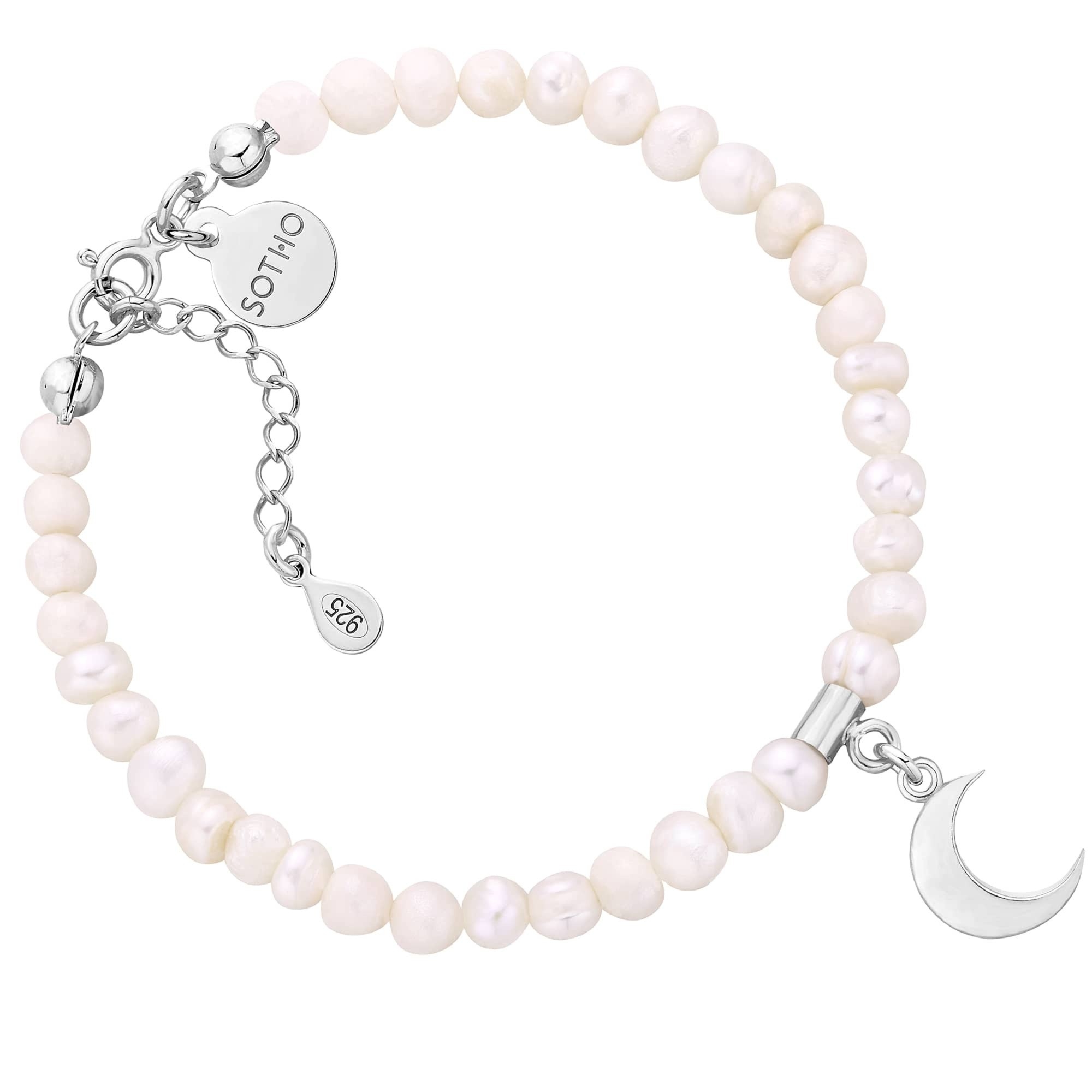 Bransoletka z pereł naturalnych ze srebrnym księżycem