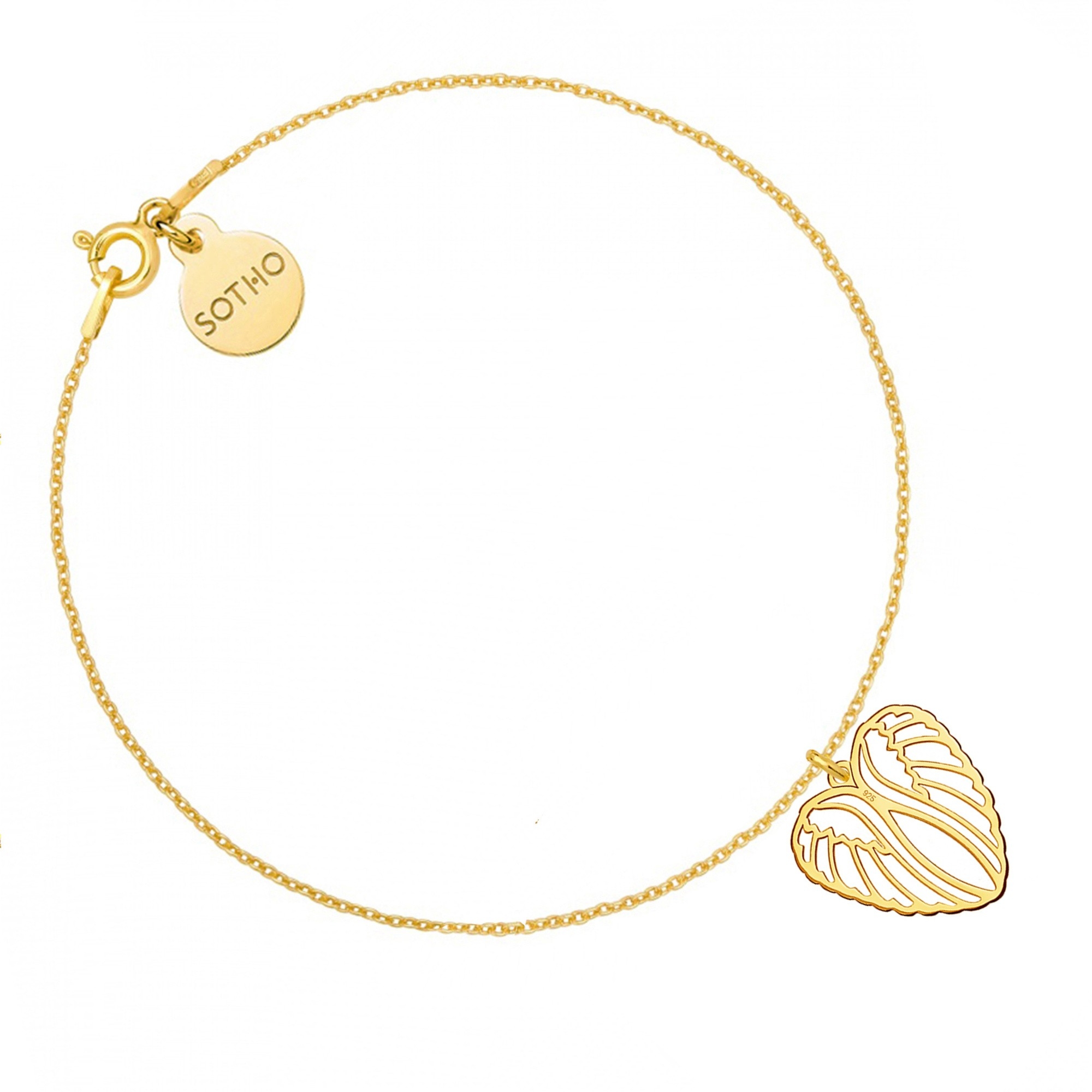 Złota bransoletka ze skrzydełkami w kształcie serca