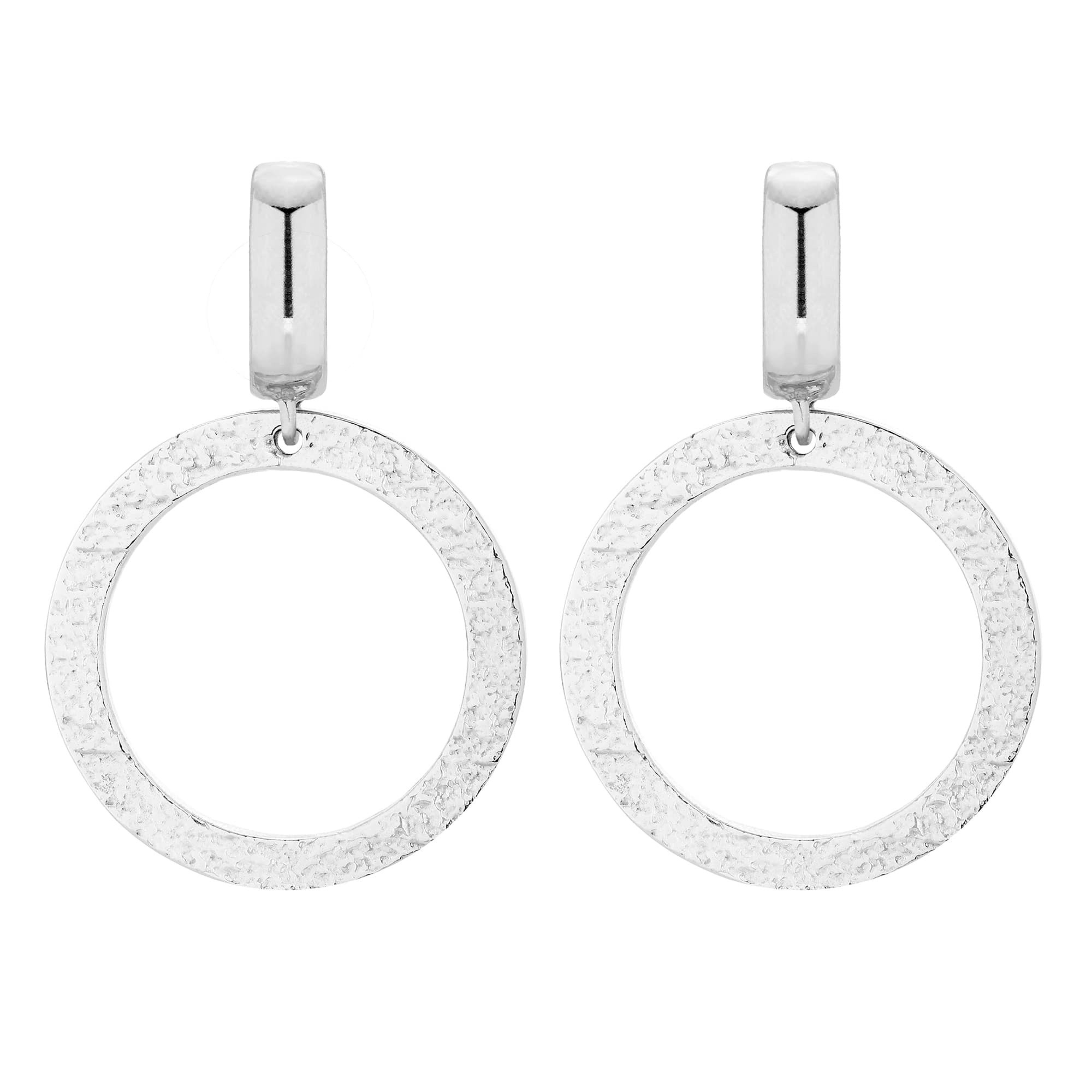 Srebrne duże kolczyki z chropowatymi kołami