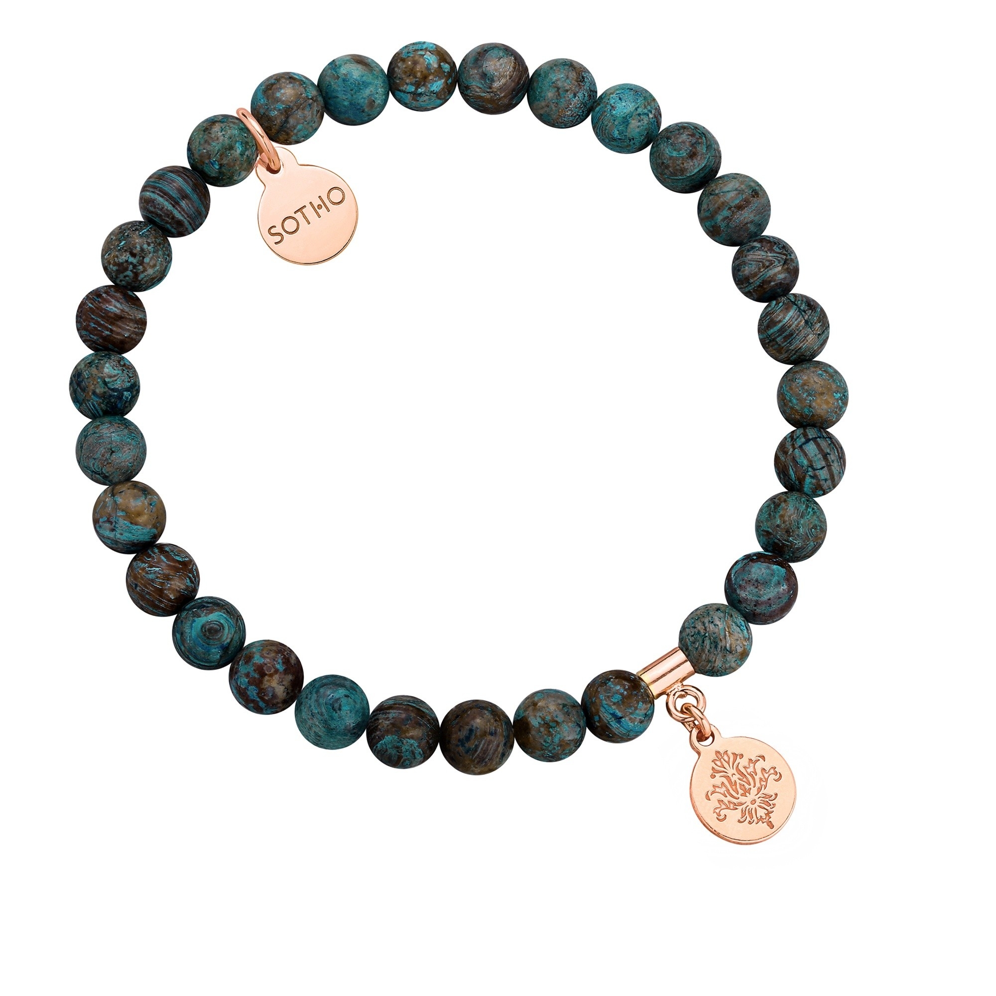 Bransoletka z jaspisu z rozetką z różowego złota