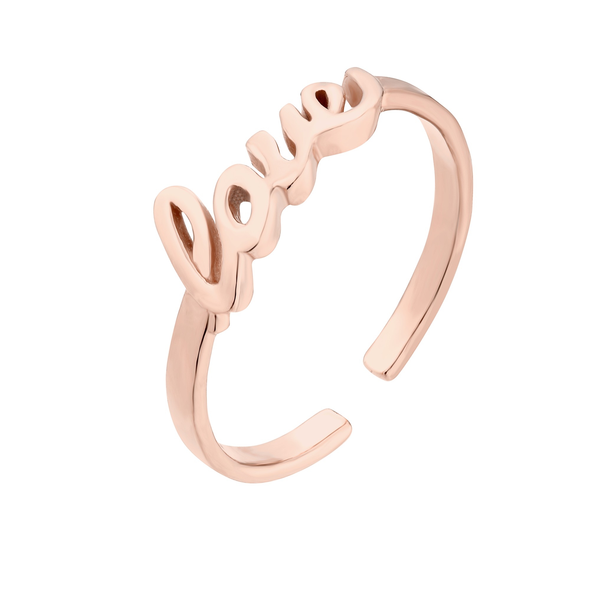 Pierścionek LOVE z różowego złota