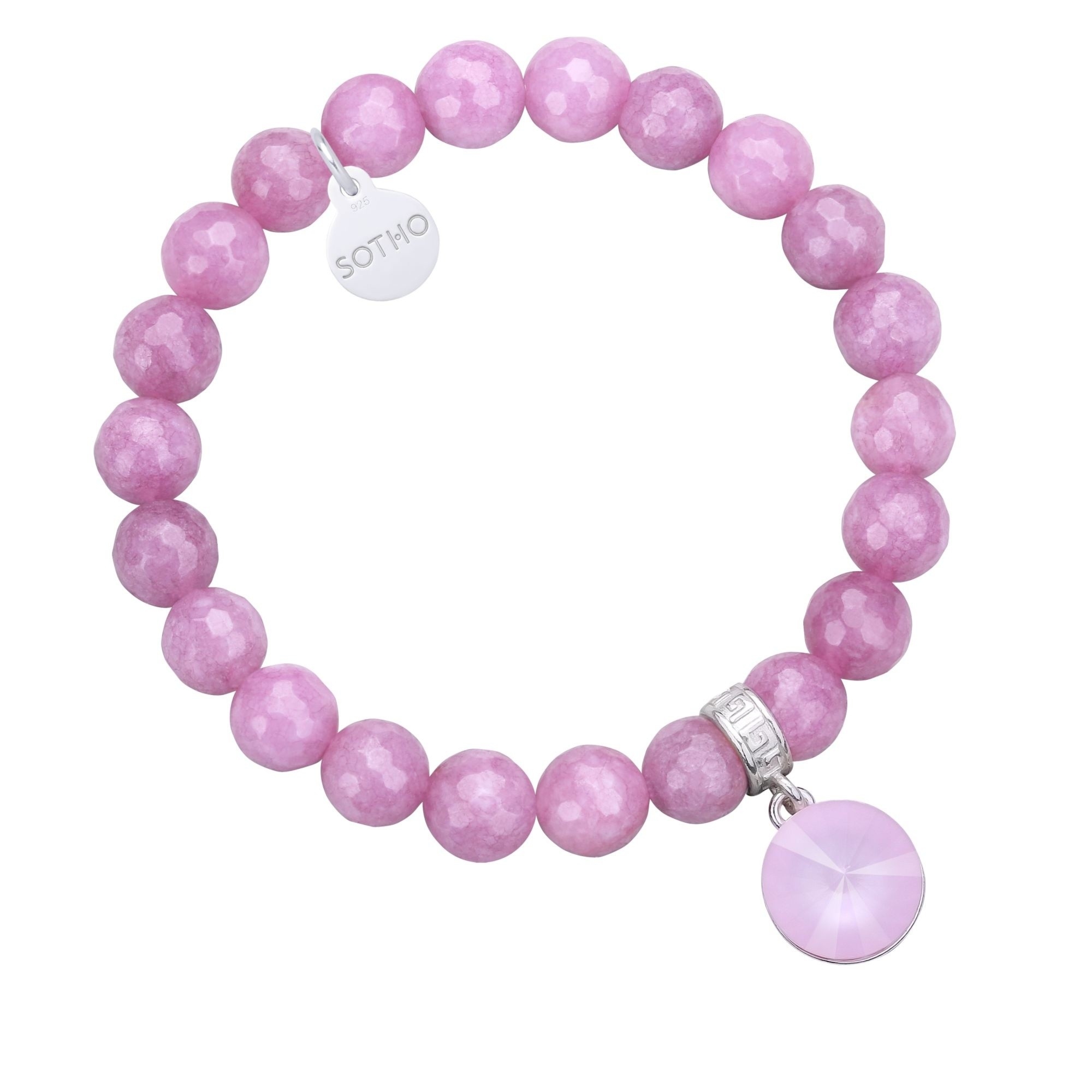 Fioletowa bransoletka z fasetowanego jadeitu z kryształem SWAROVSKI® CRYSTAL