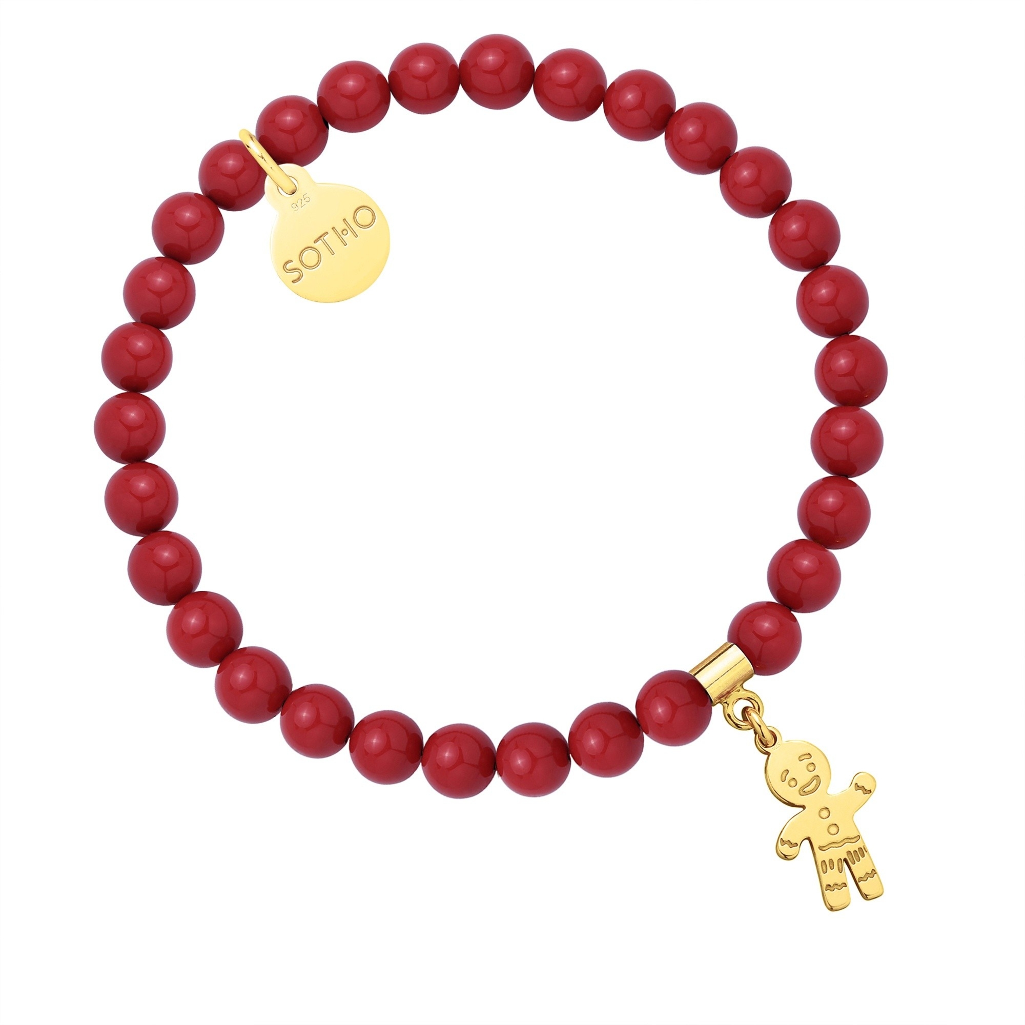 Czerwona bransoletka z pereł SWAROVSKI® CRYSTAL ze złotym Ciastkiem