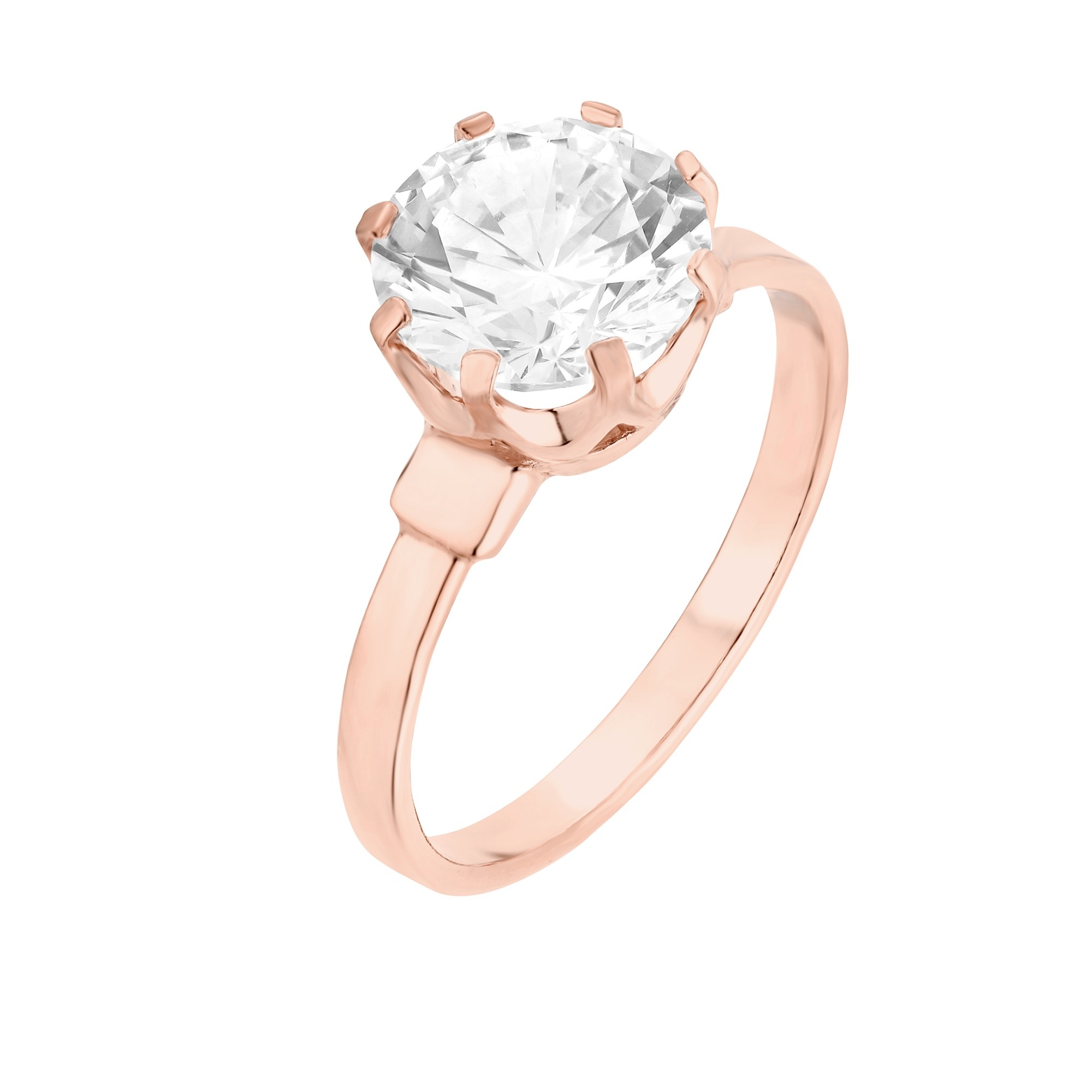 Pierścionek z różowego złota z dużą cyrkonią : pierścionki - 14