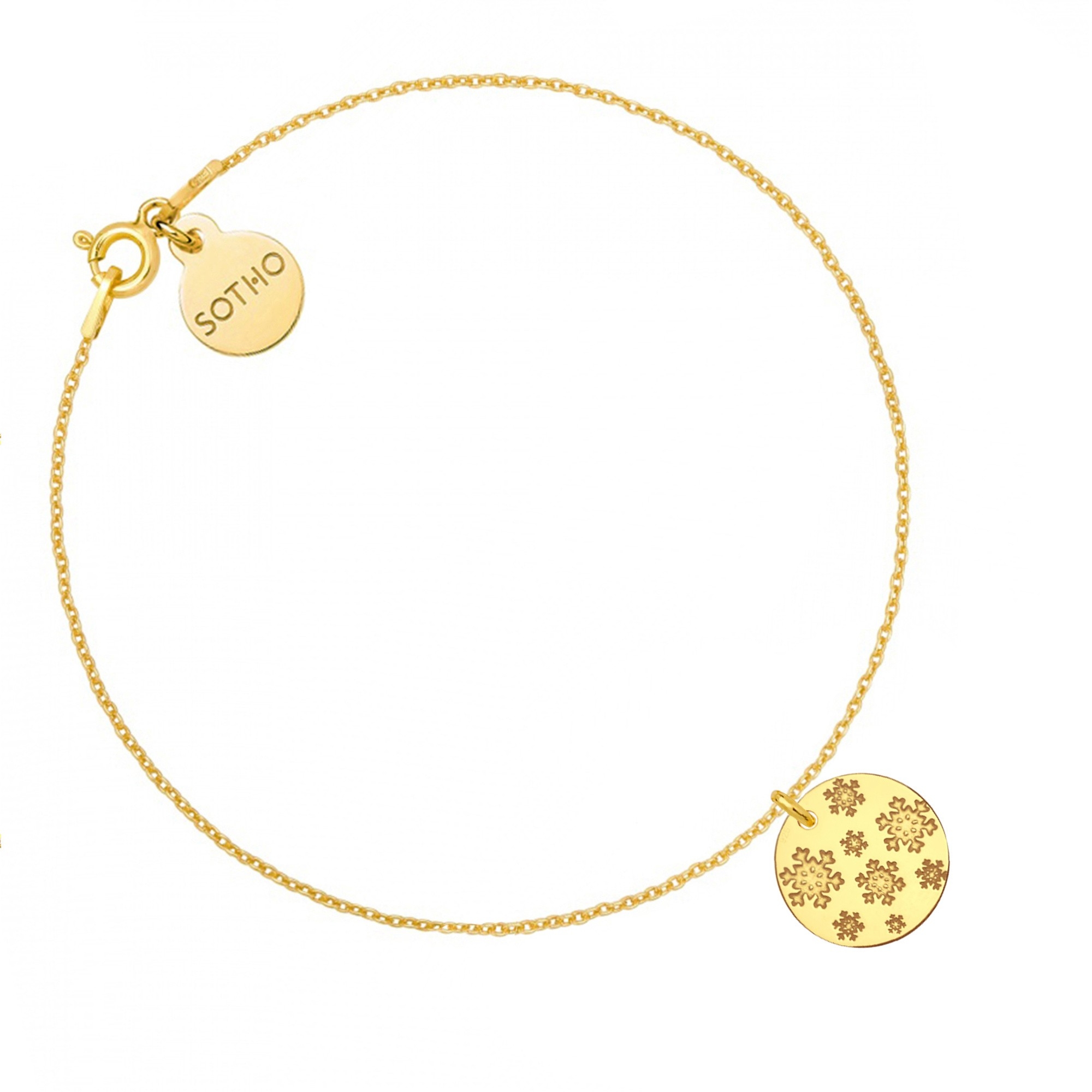 Złota bransoletka z grawerowanymi śnieżynkami