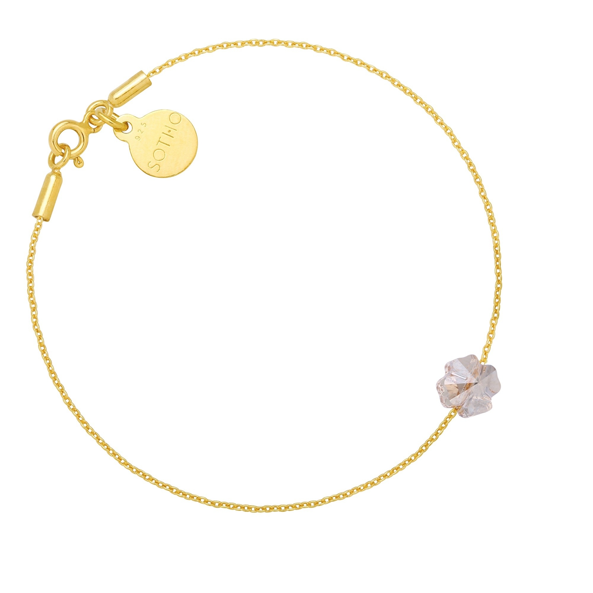 Złota bransoletka zdobiona złotą koniczynką SWAROVSKI® CRYSTAL