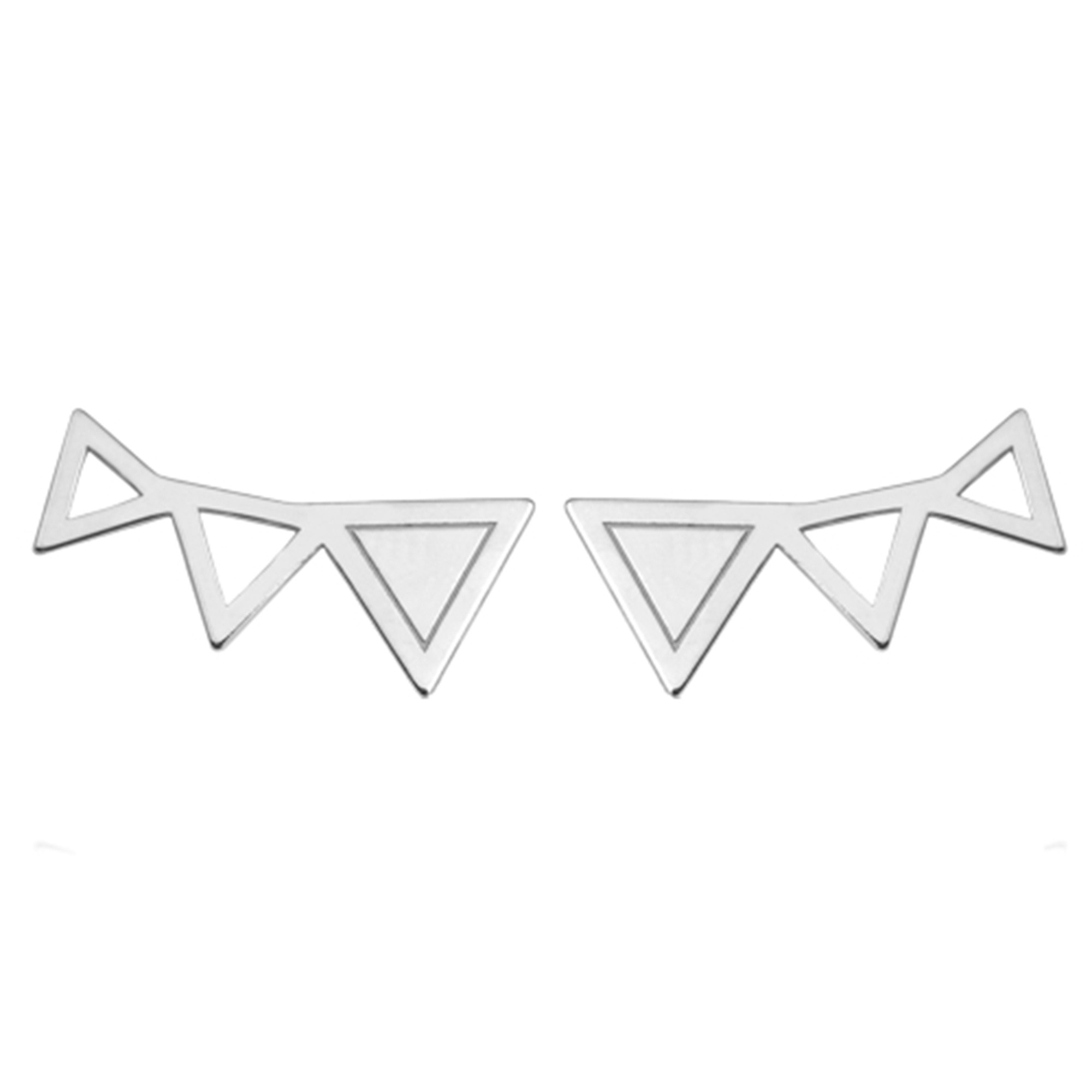 Srebrne kolczyki trzy trójkaty