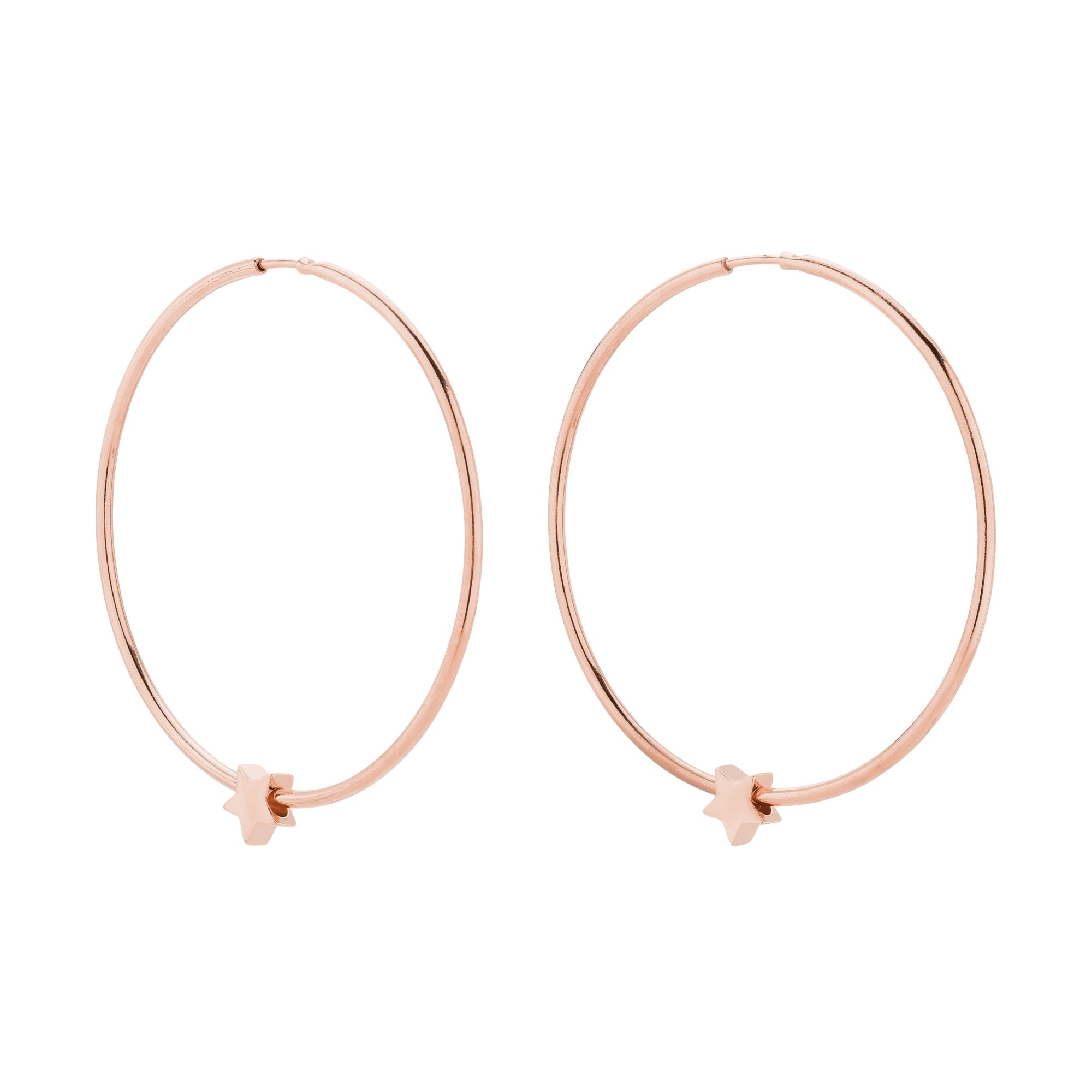 Duże kolczyki z różowego złota z gwiazdkami