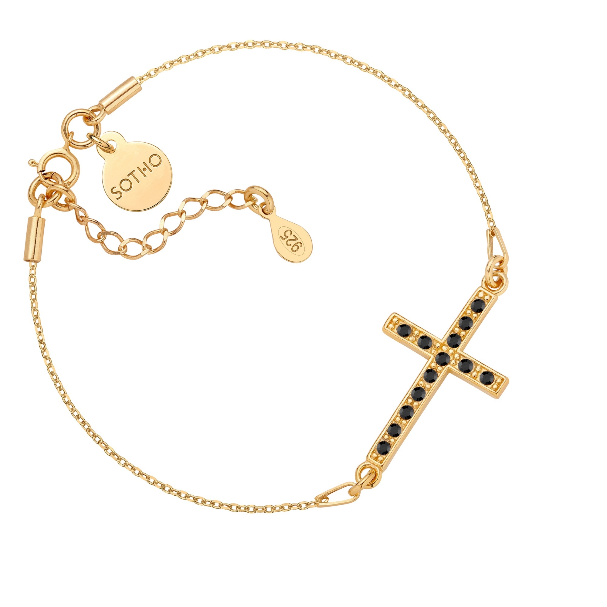 Złota bransoletka z krzyżem wysadzanym SWAROVSKI® CRYSTAL