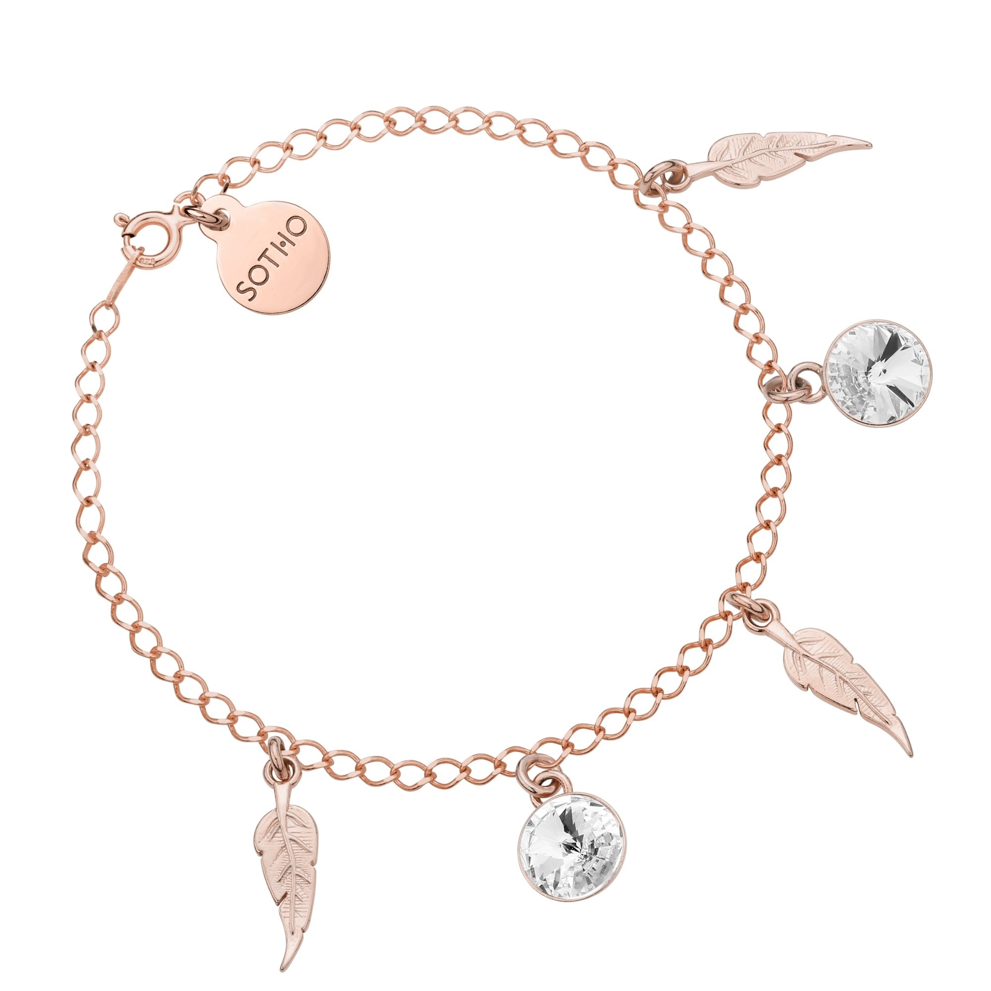 Bransoletka z piórkami z różowego złota i bezbarwnymi kryształami SWAROVSKI® CRYSTAL