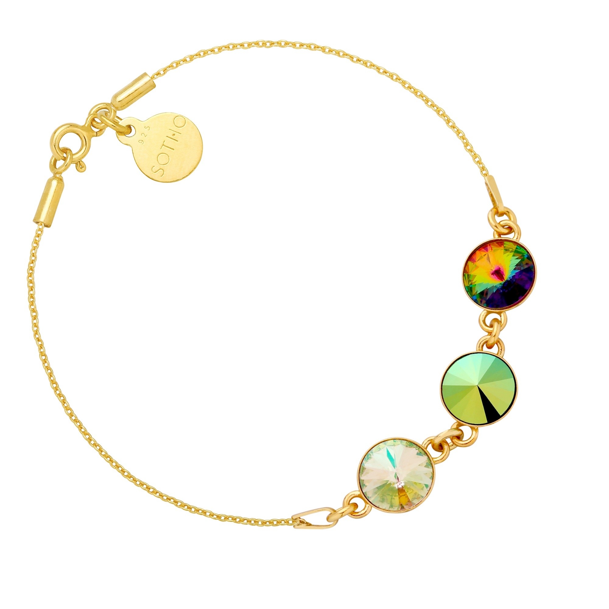 Złota bransoletka z trzema kryształami SWAROVSKI® CRYSTAL