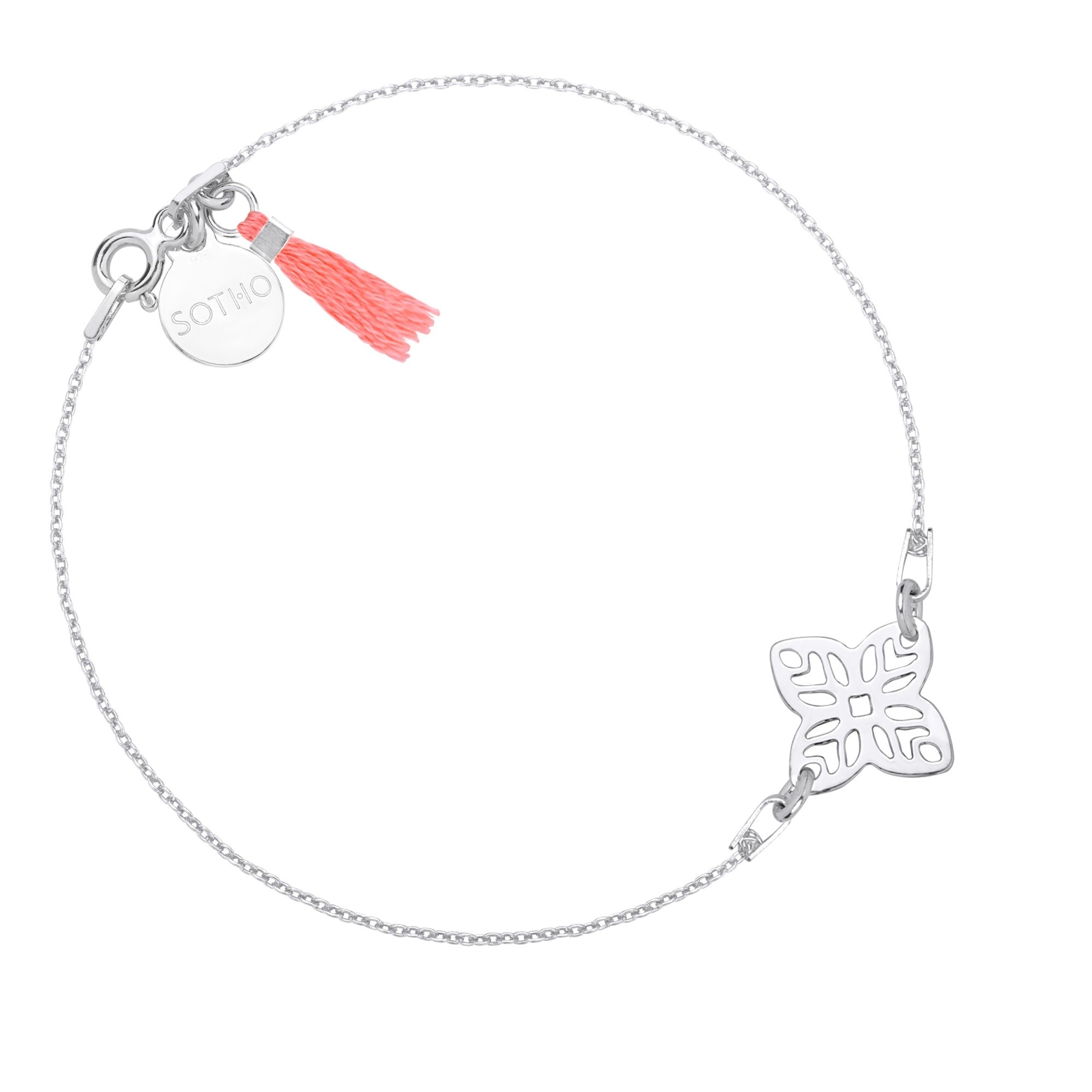 Srebrna bransoletka z rozetką zdobiona chwostem