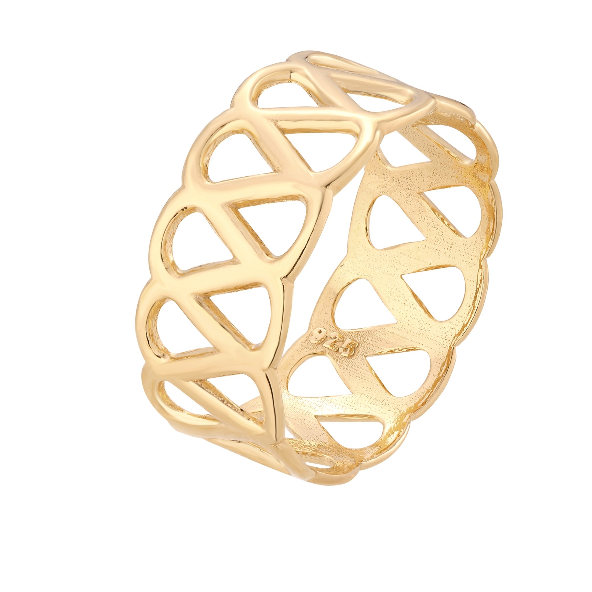 Złota gruba ażurowa obrączka : pierścionki - 16