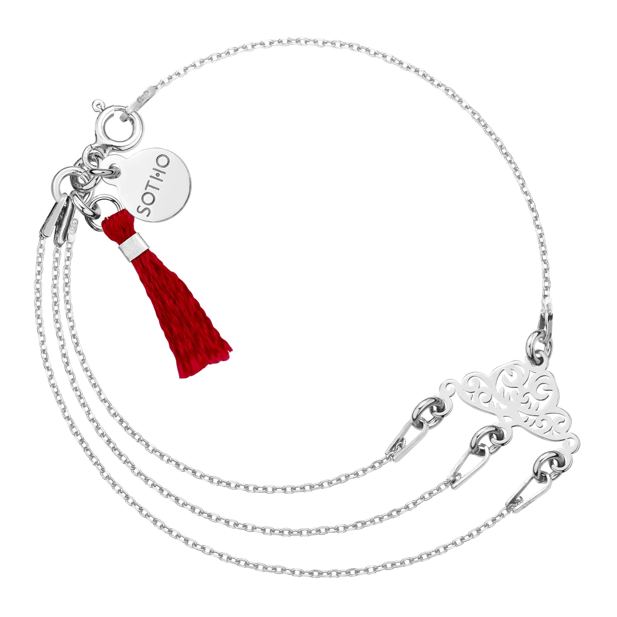 Srebrna bransoletka z rozetką i chwostem