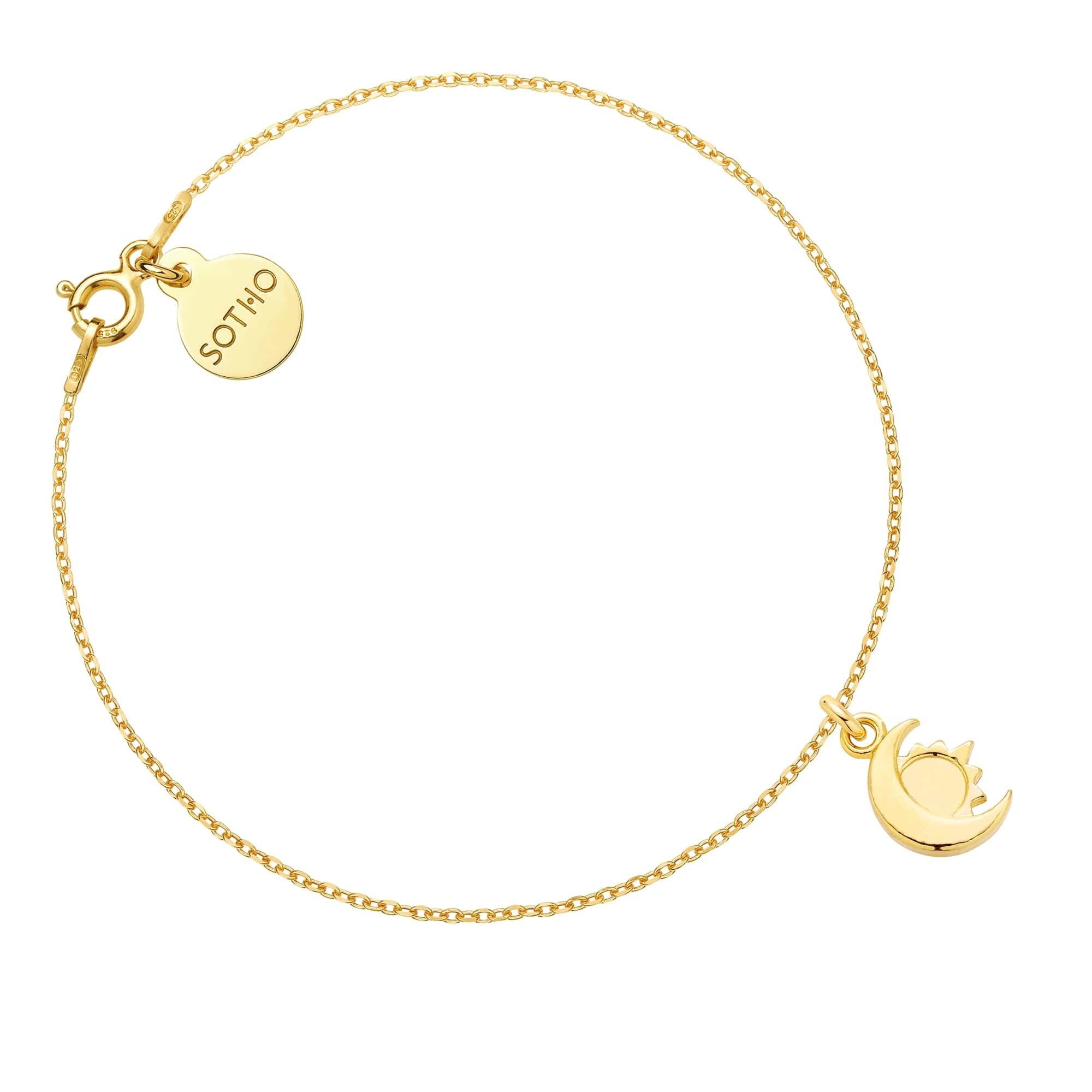 Złota bransoletka z księżycem i słońcem