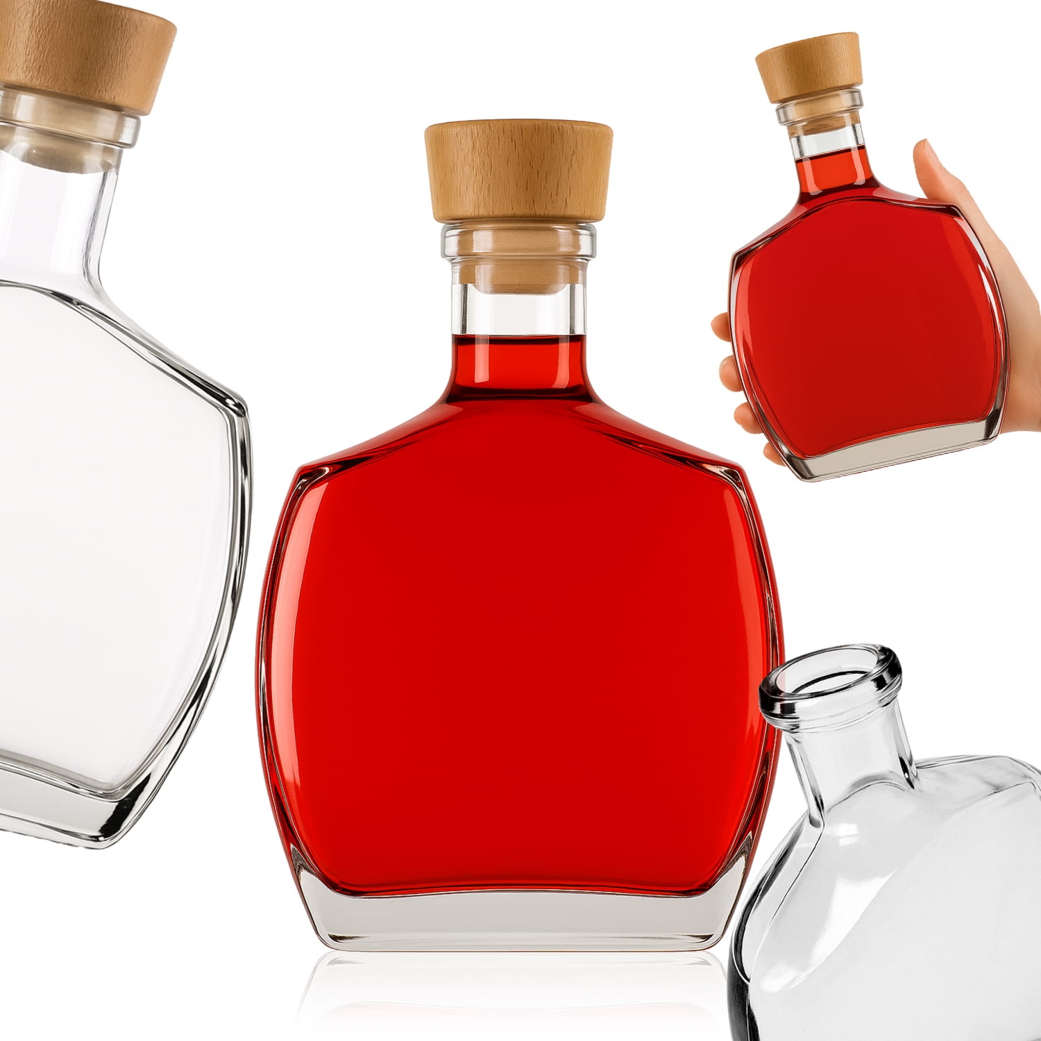 Zestaw 5 szklanych butelek karafek Caraffa 500 ml z korkami