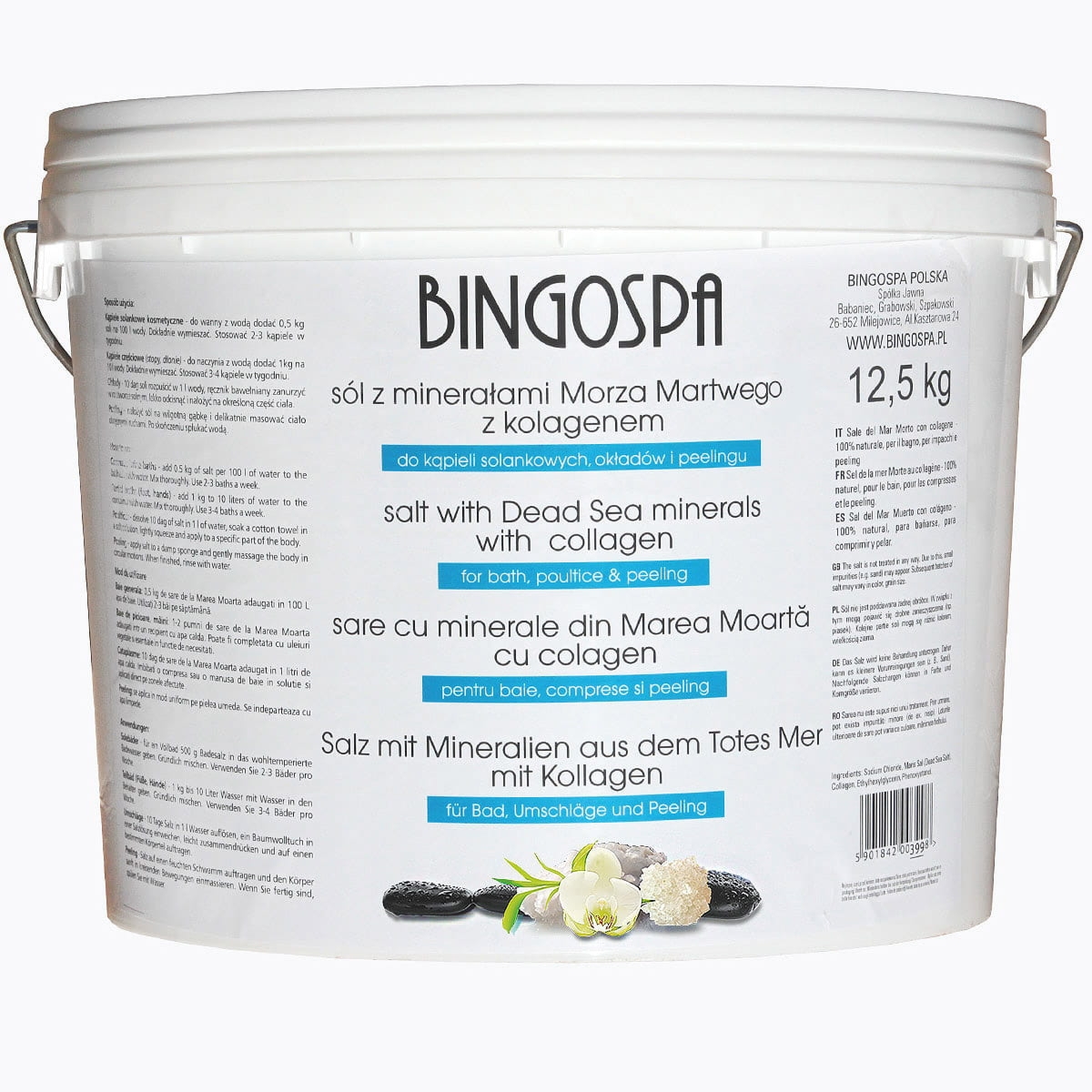 Bingospa Sól z minerałami Morza Martwego z kolagenem 12,5 kg BINGOSPA