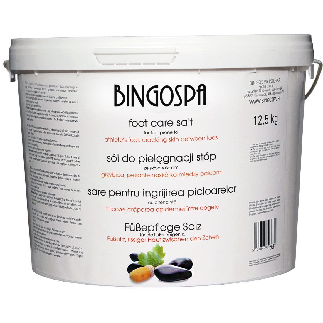 Bingospa Sól do pielęgnacji stóp ze skłonnościami do grzybicy i pękania między palcami 12,5 kg BINGOSPA