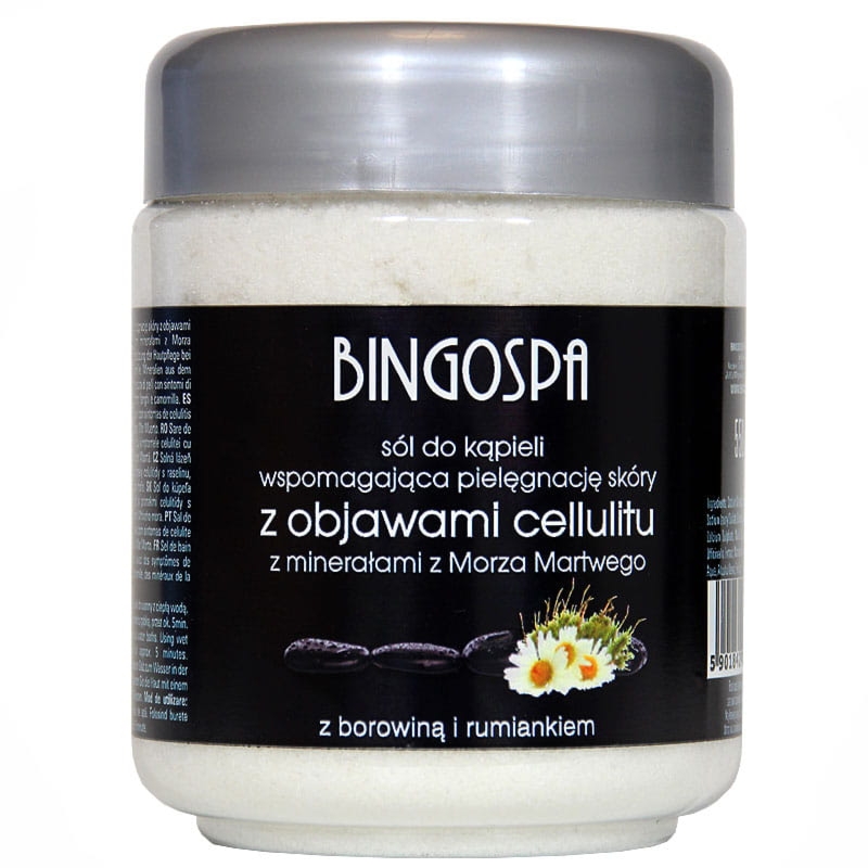 Bingospa CELLULIT Sól do kąpieli wspomagająca pielęgnację skóry z objawami cellulitu, z minerałami z Morza Martwego, borowiną i rumiankiem BINGOSPA