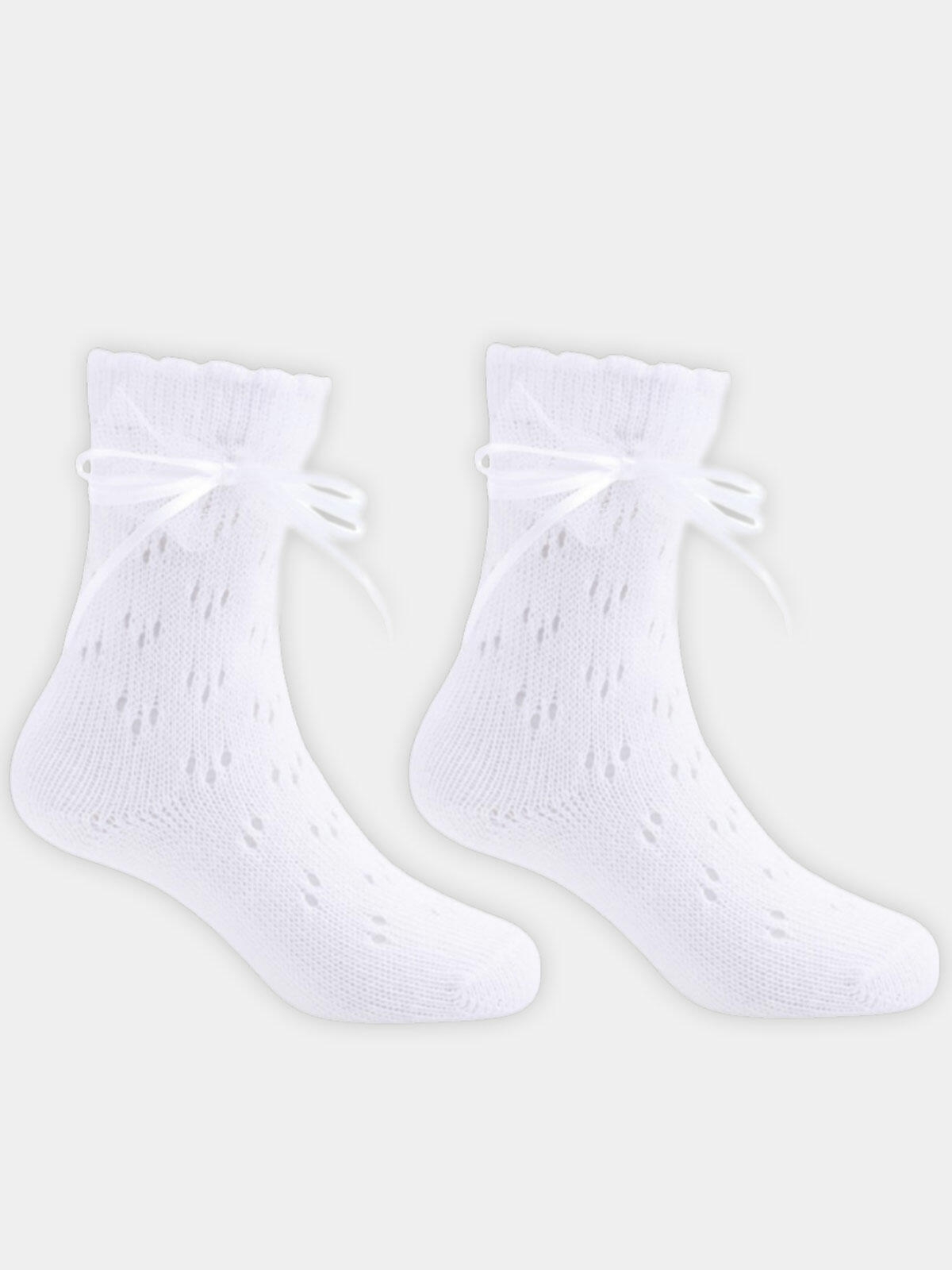 Skarpetki ażurowe z kokardą