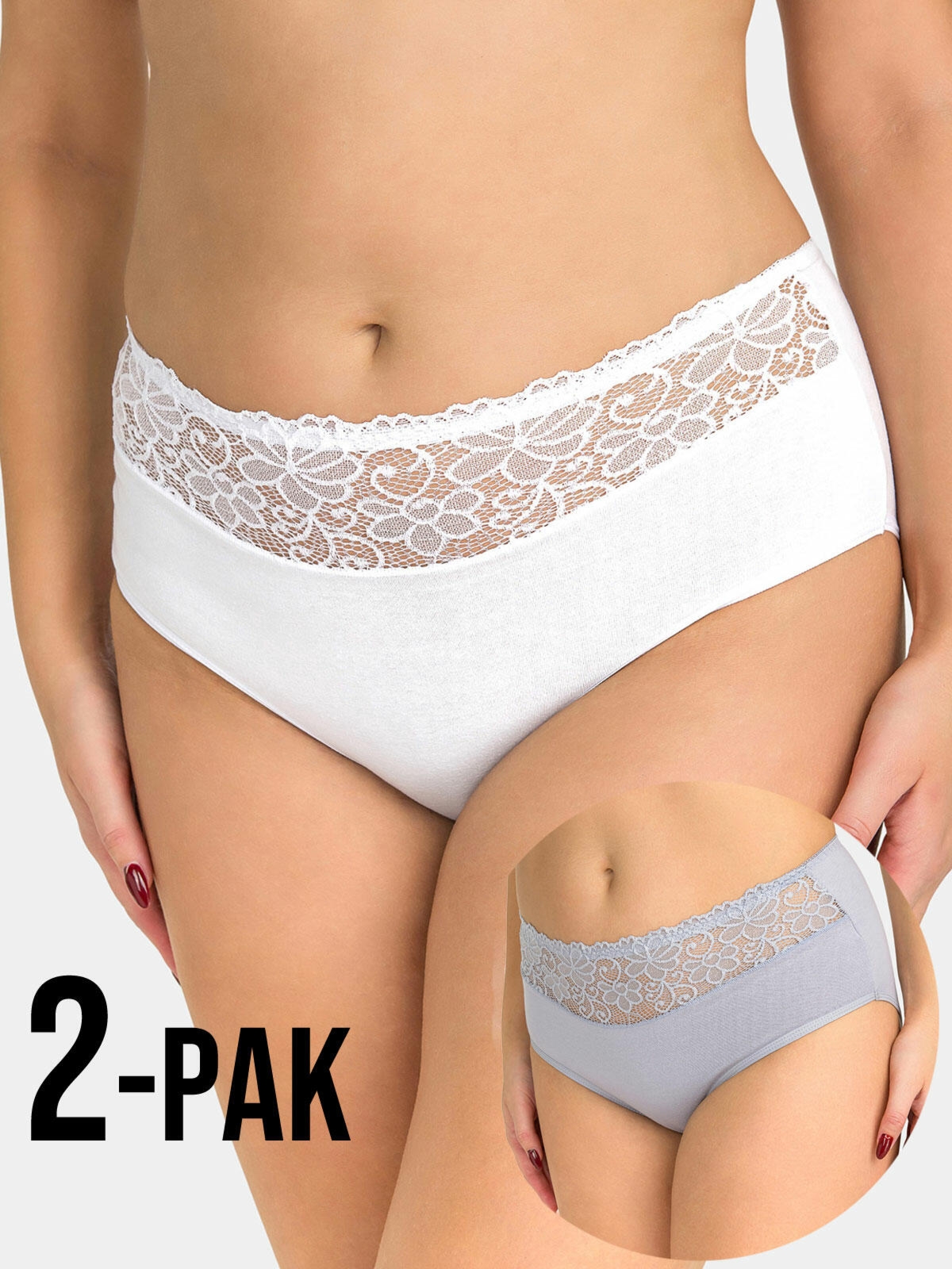 Majtki bawełniane z koronką 2-pak M