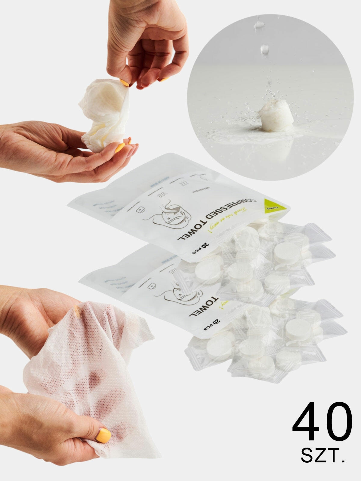 Chusteczki skompresowane 20x22 cm 40 szt.