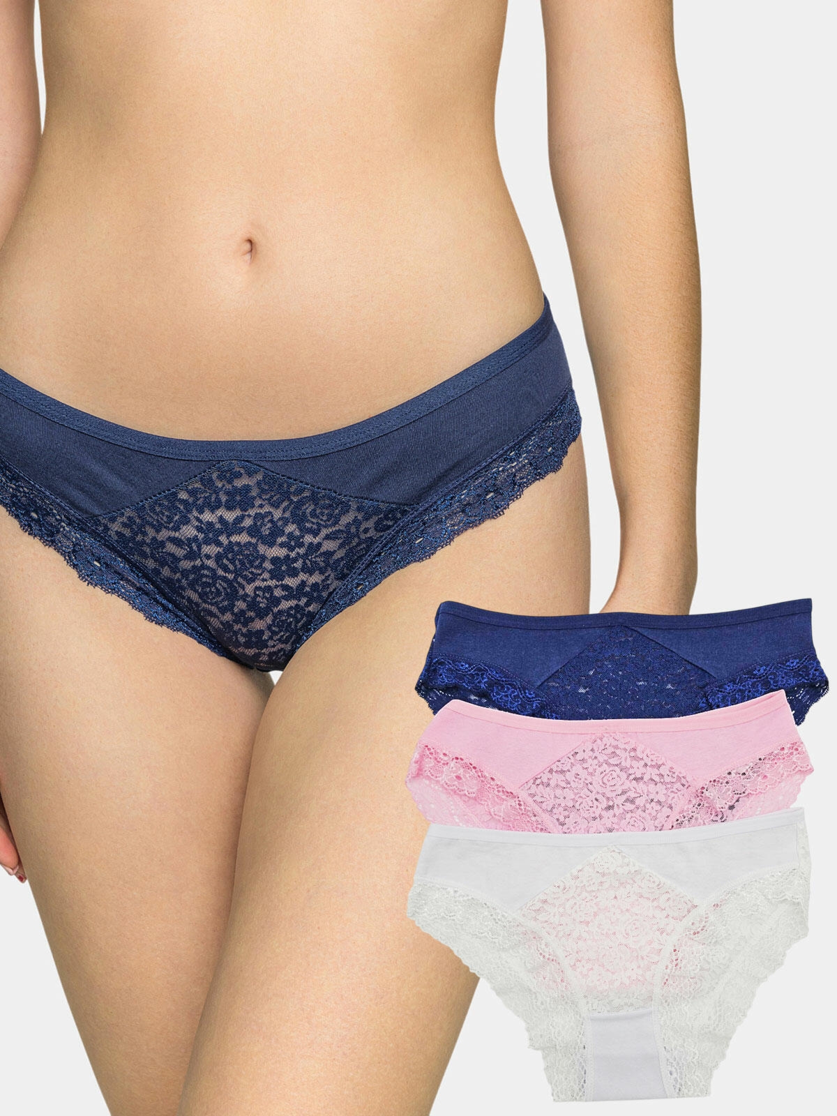 Majtki z koronką 3-pak S