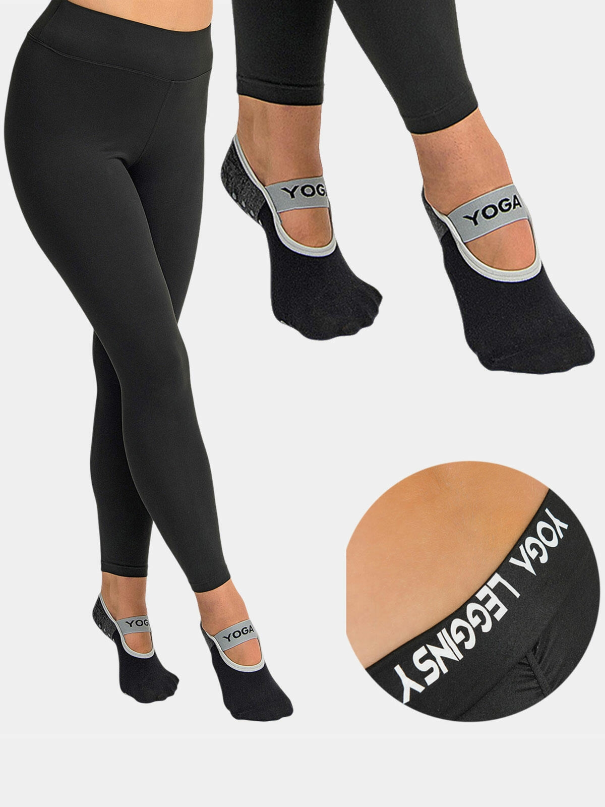 Zestaw do jogi- legginsy L i skarpety ABS czarne