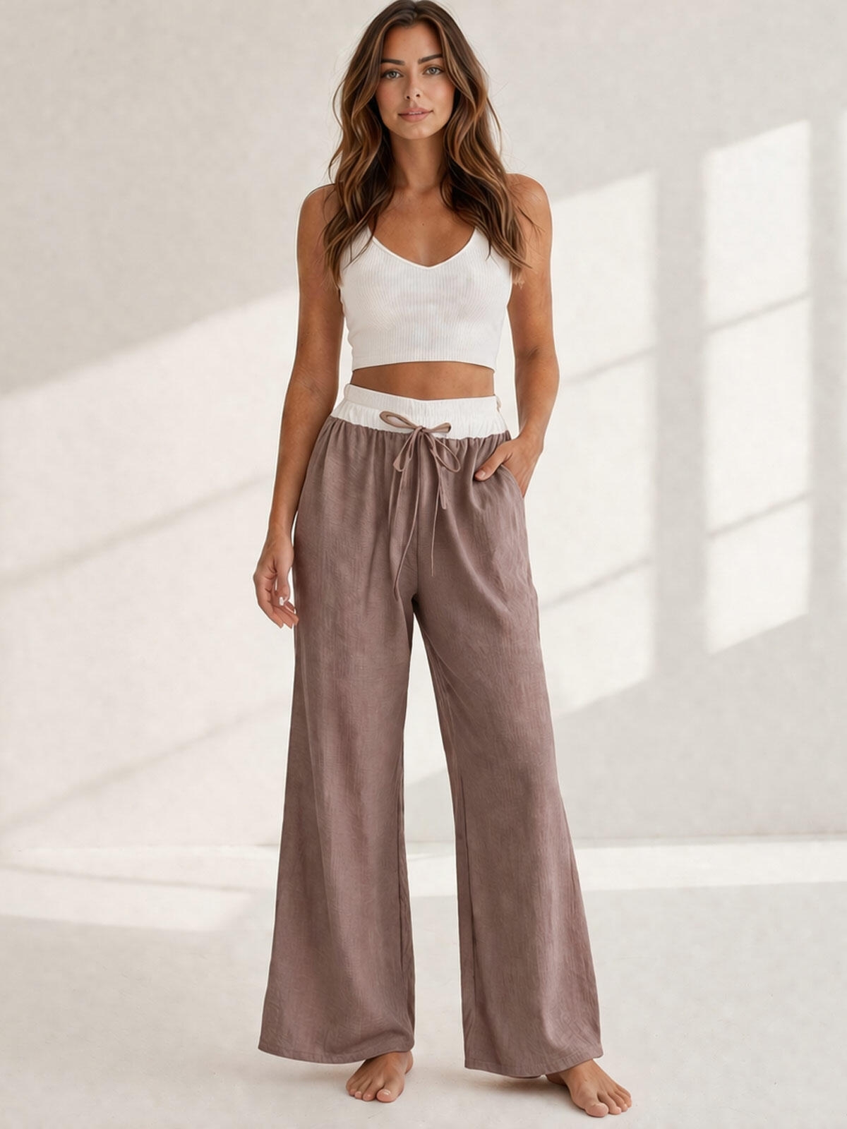 Luźne spodnie z kieszeniami