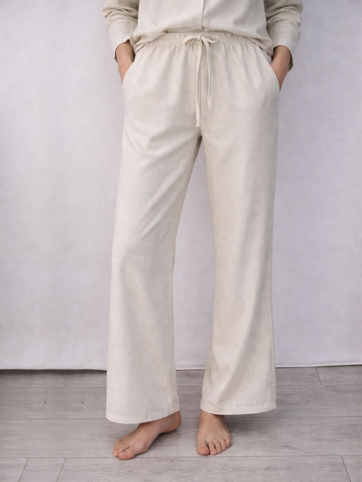 Bawełniane spodnie z lnem