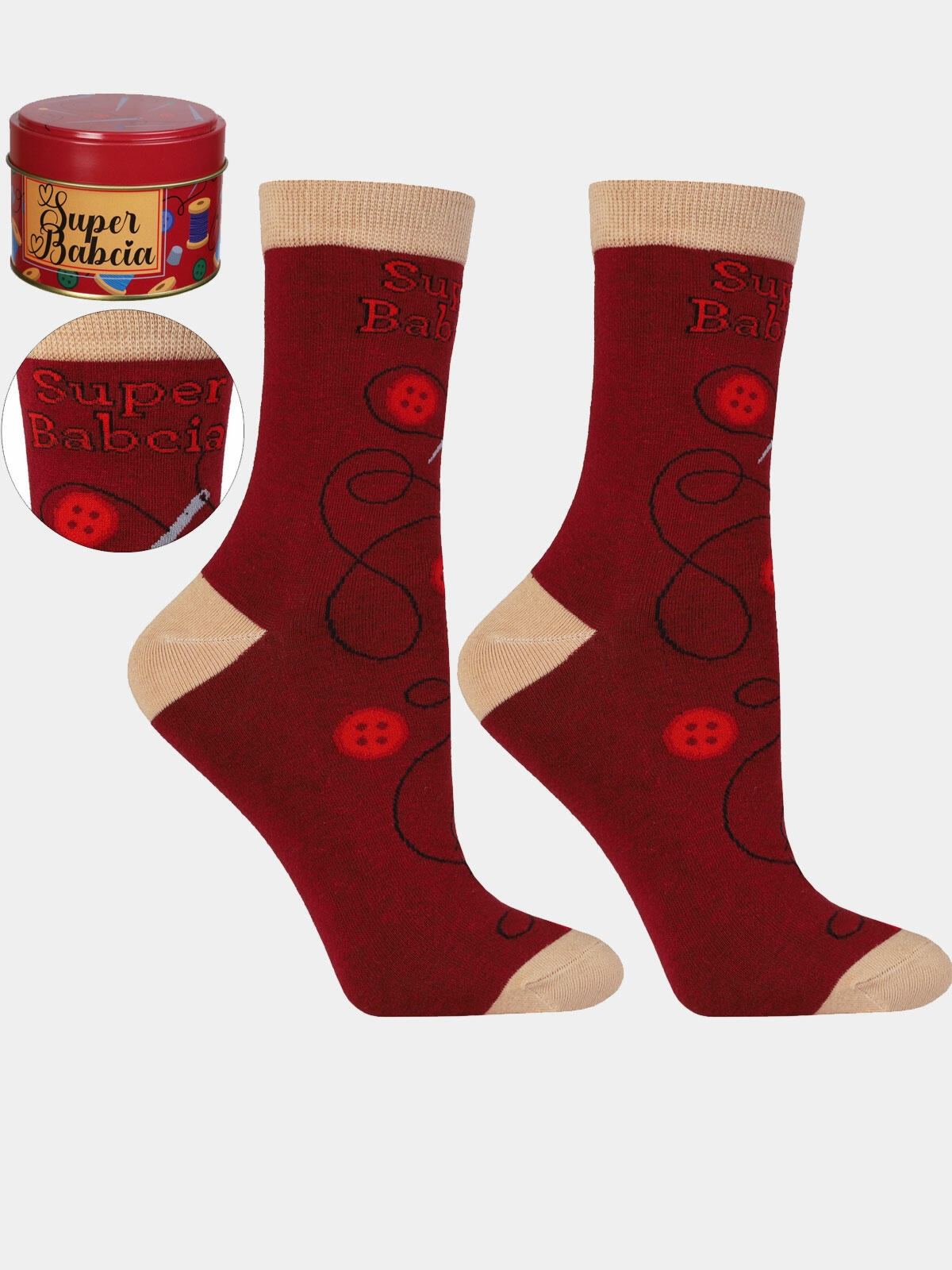 Skarpetki dla Babci w ozdobnej puszce 38-41