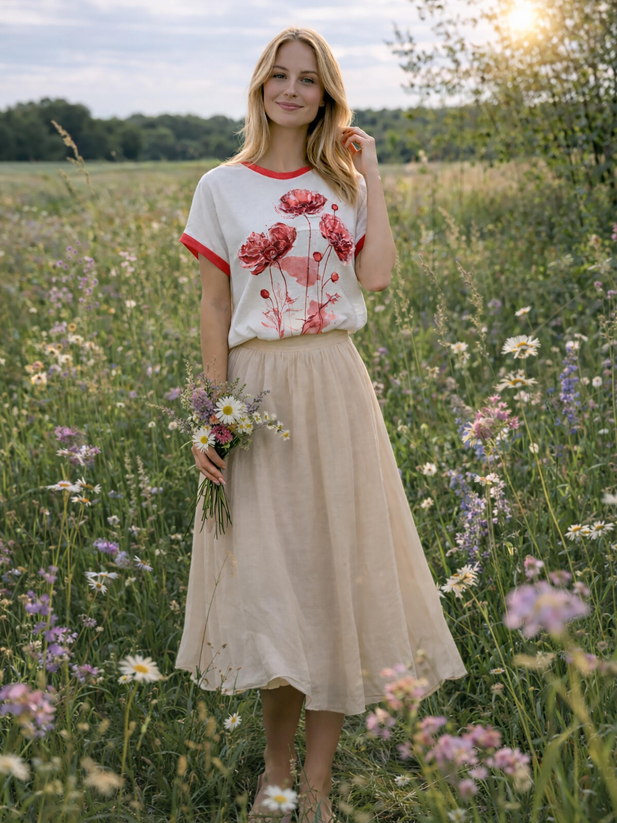 Bluzka bawełniana w kwiaty