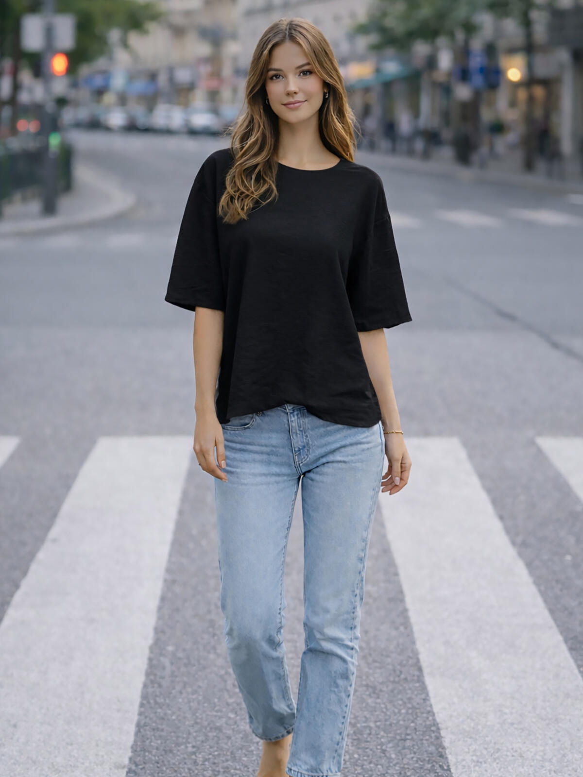 Luźna bluzka z bawełną