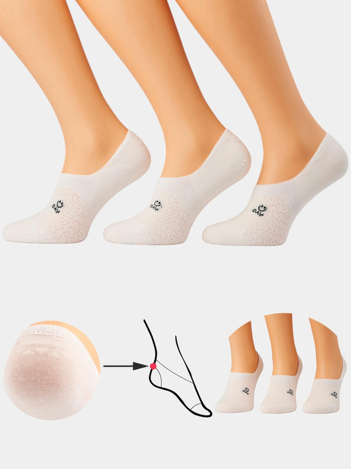 Baleriny ze wzorem 3-pak 35-38