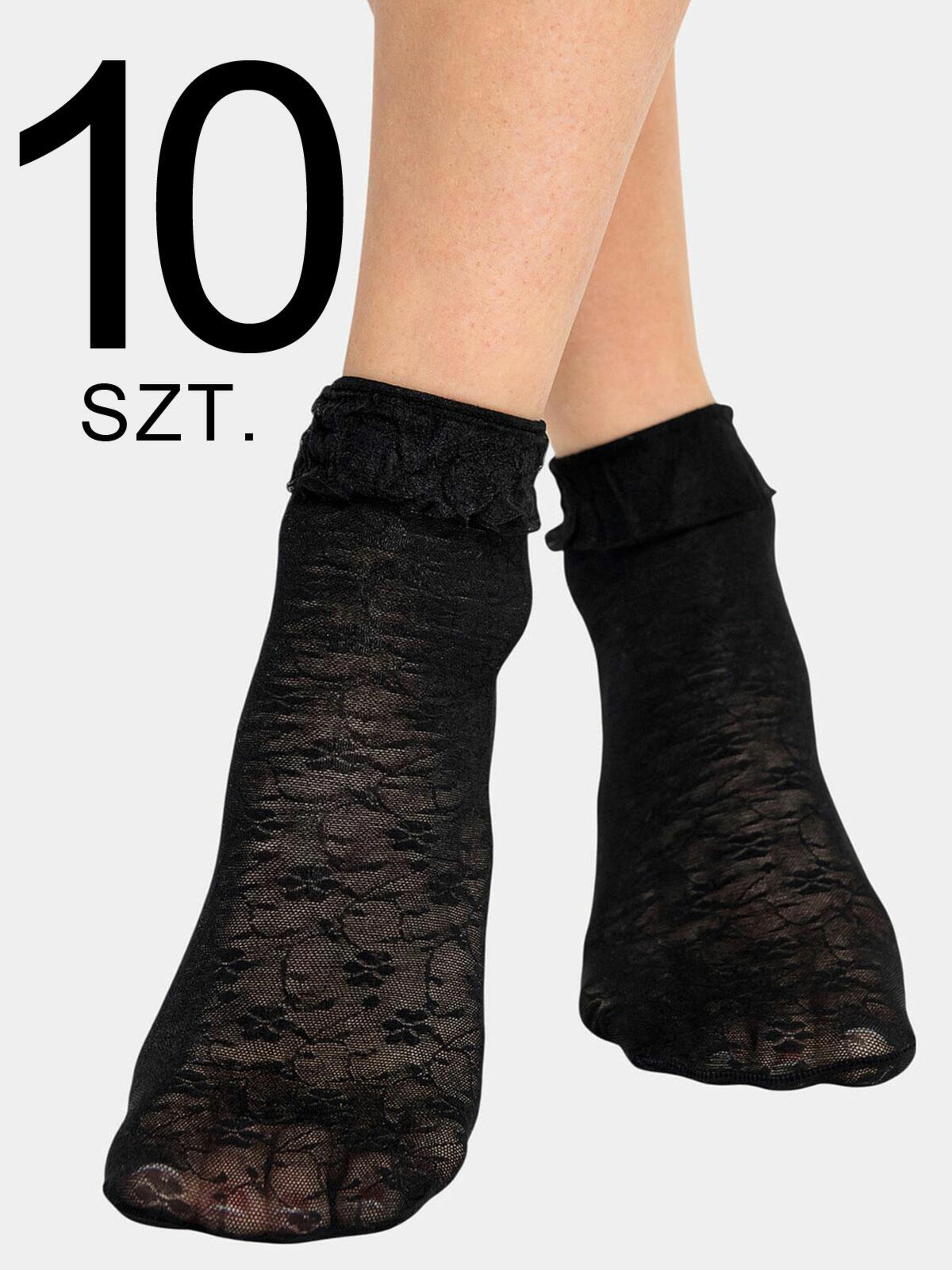 Skarpetki ażurowe z falbanką 10 sztuk