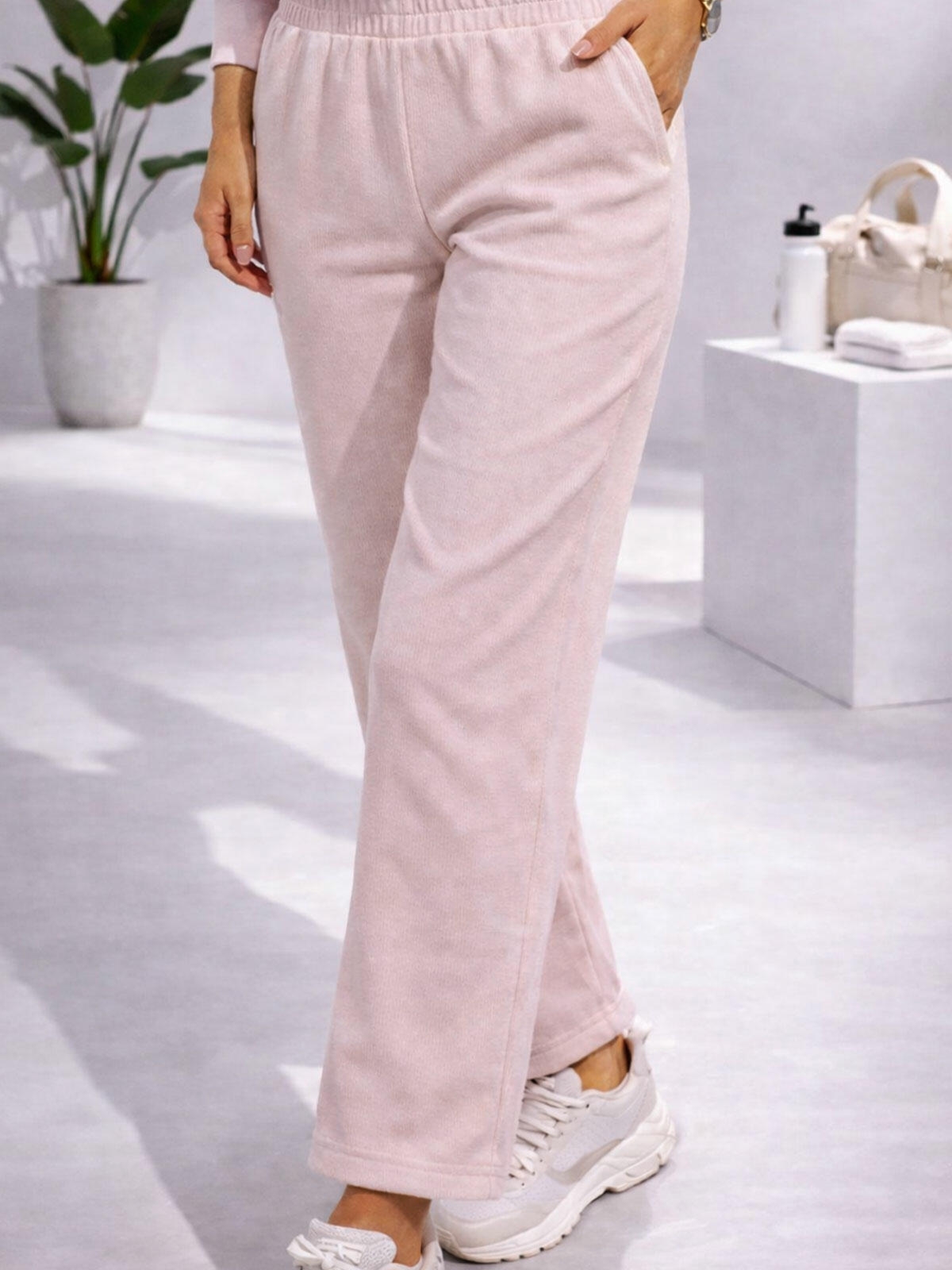 Spodnie bawełniane z prostą nogawką