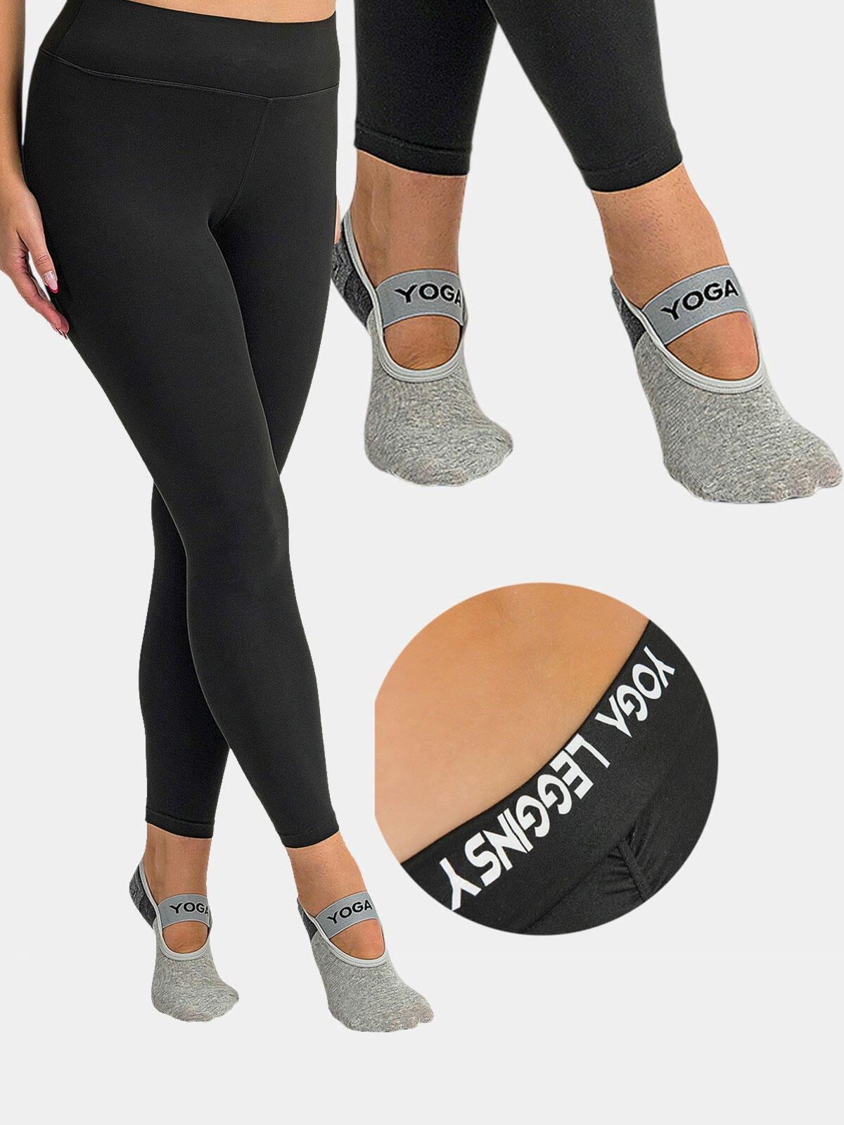 Zestaw do jogi- legginsy XL i skarpety ABS szare