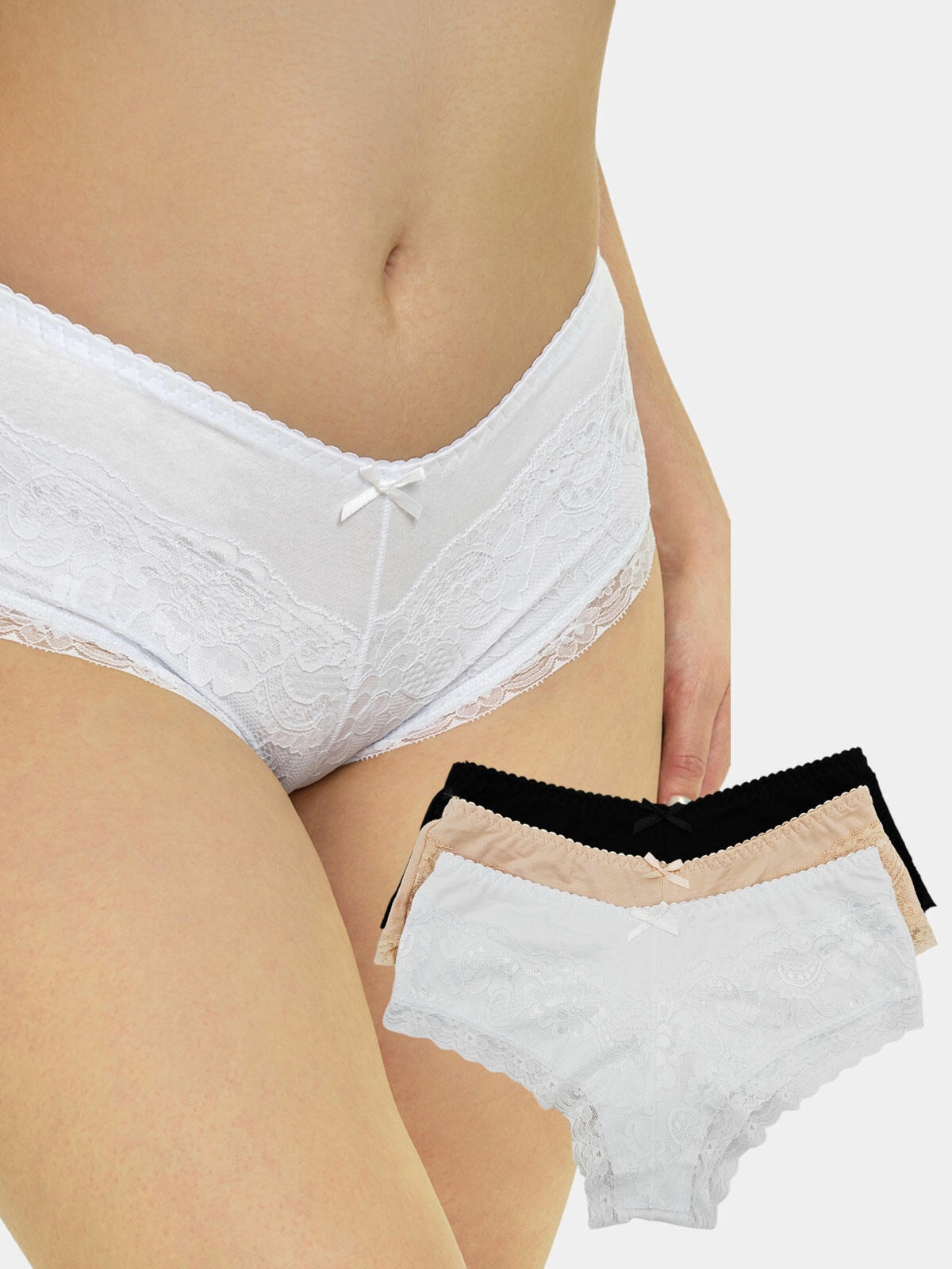 Majtki z wysokim stanem 3-pak M