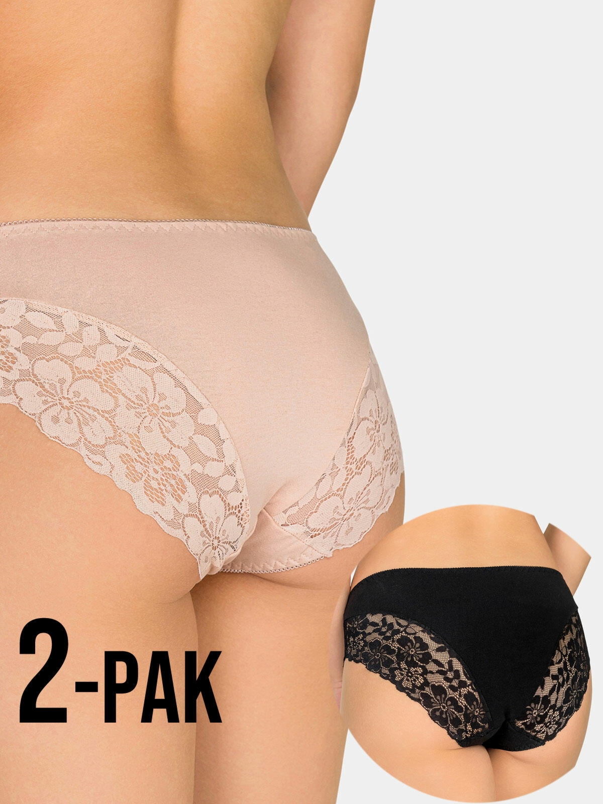 Majtki bawełniane z koronką 2-pak XL