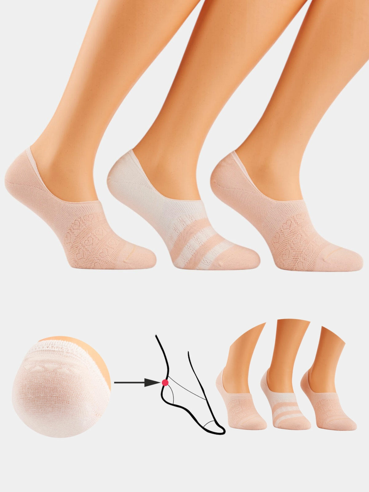 Baleriny ze wzorem 3-pak 35-38