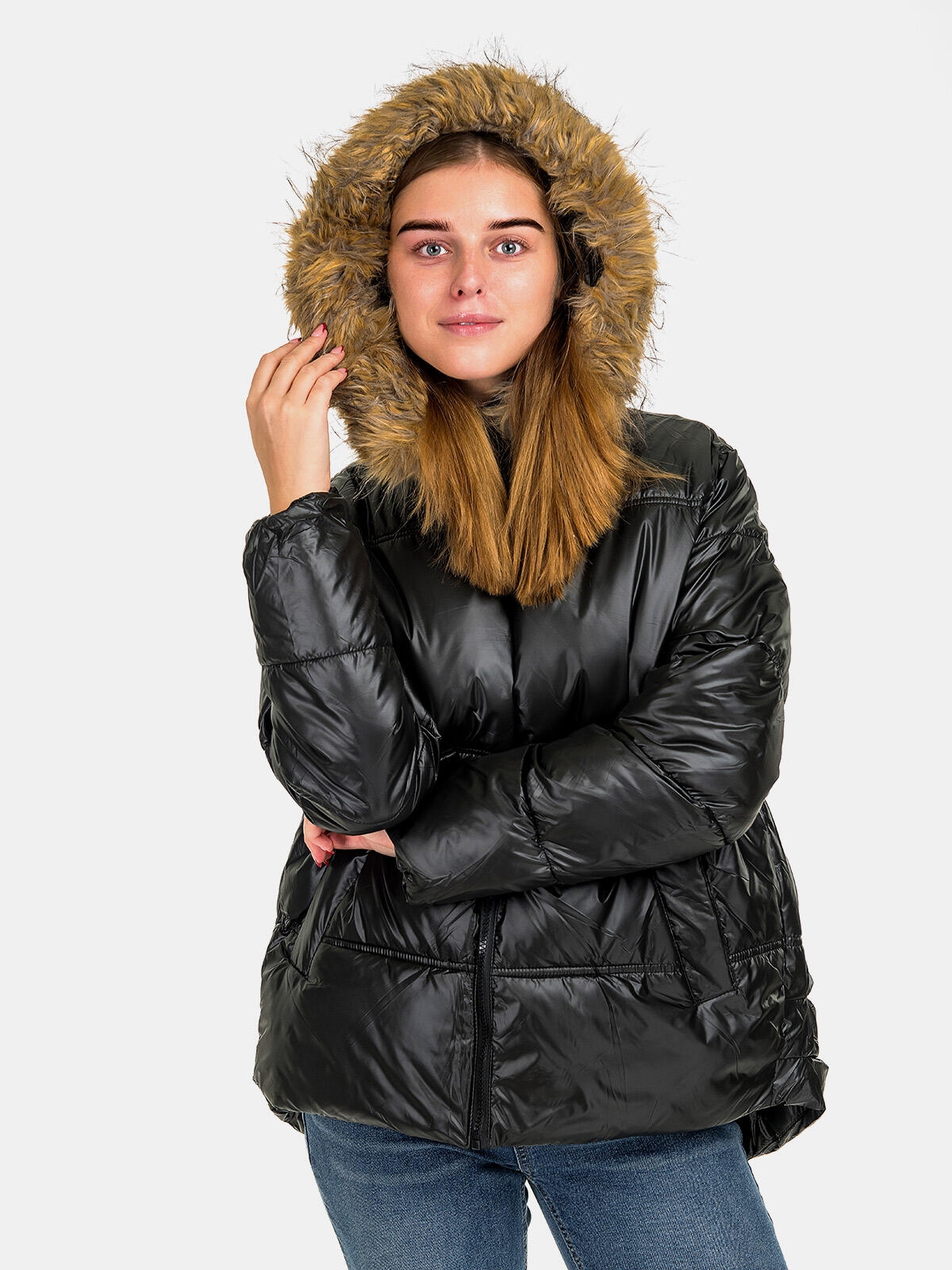 Pikowana kurtka z kapturem plus size
