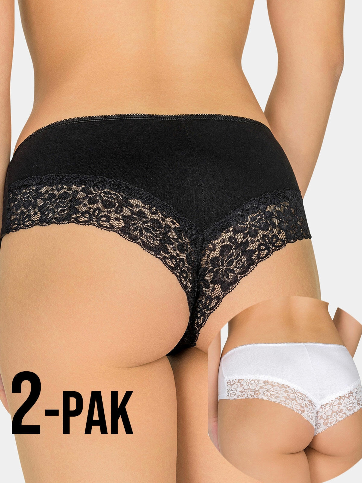 Majtki bawełniane z koronką 2-pak L